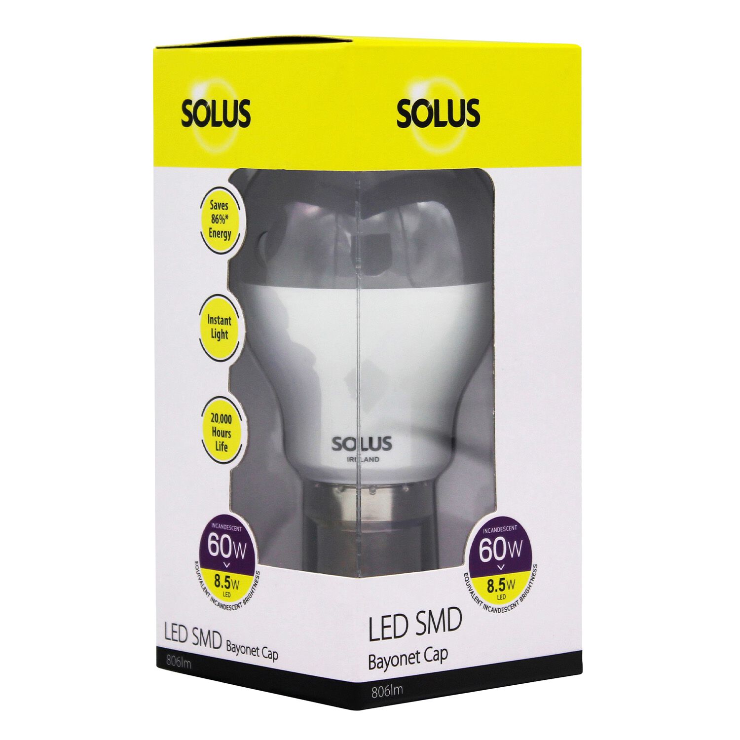 Solus A55 BC LED Bulb 8.5W (EQ. 60W) Non Dimm