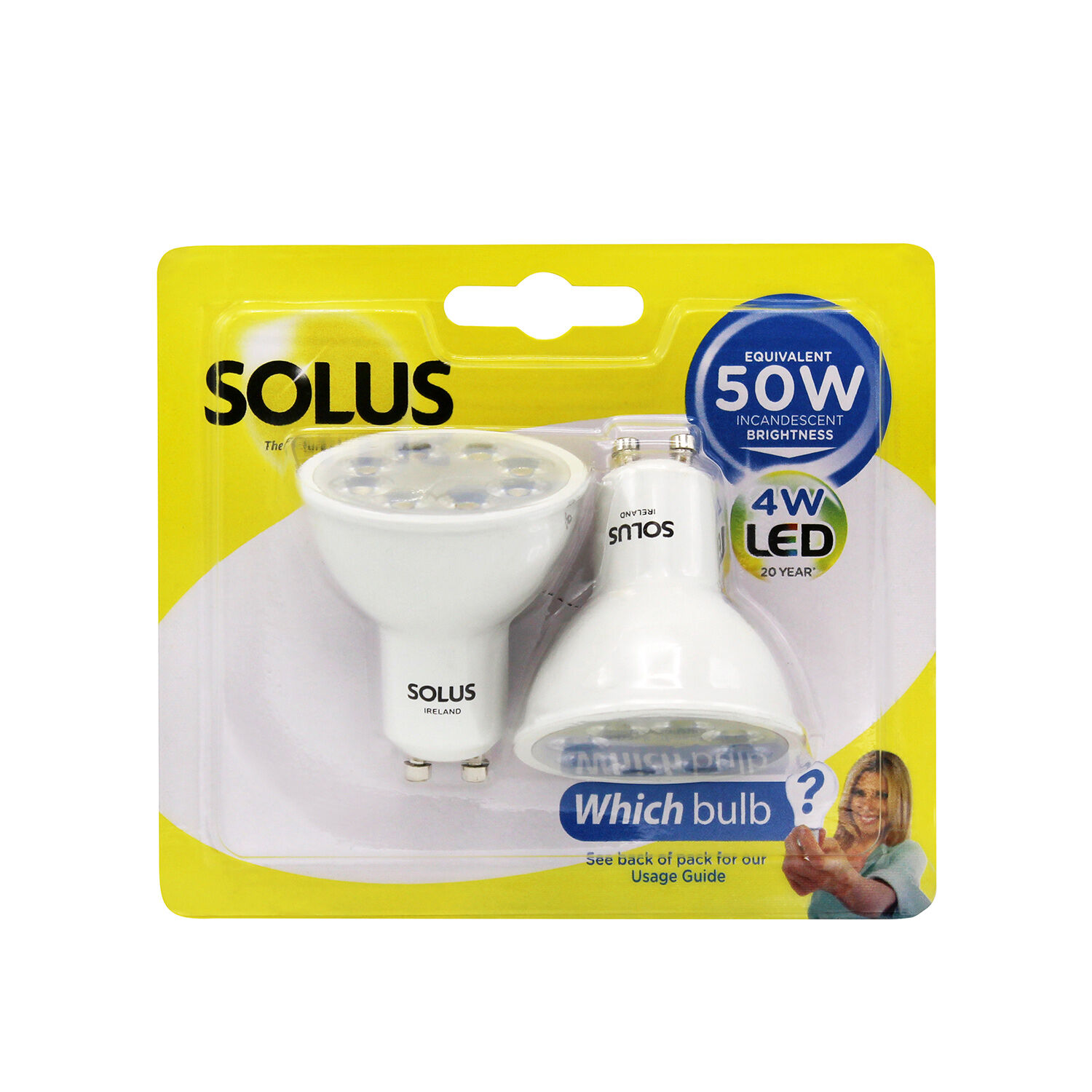 Solus GU10 2 LED Bulbs 4W (EQ50W) Non Dimm