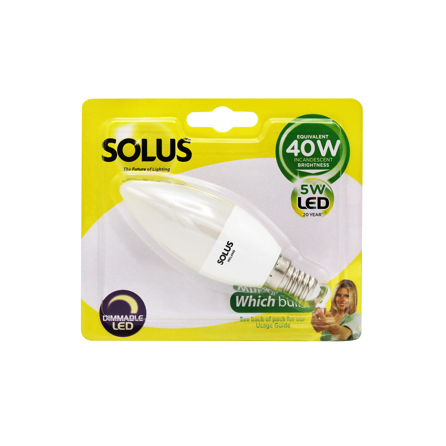 Solus SES LED Candle Bulb 5W (EQ. 40) Dimmable