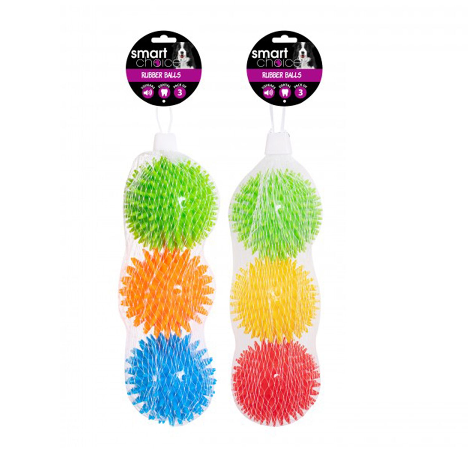 Spikey Rubber Ball Dog Toy 3 Pack