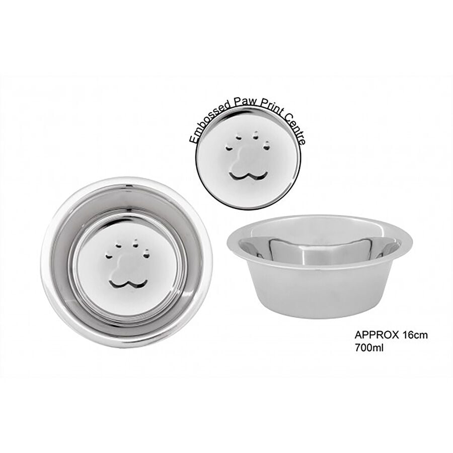 Stainless Steel Embossed Pet Bowl 700ml
