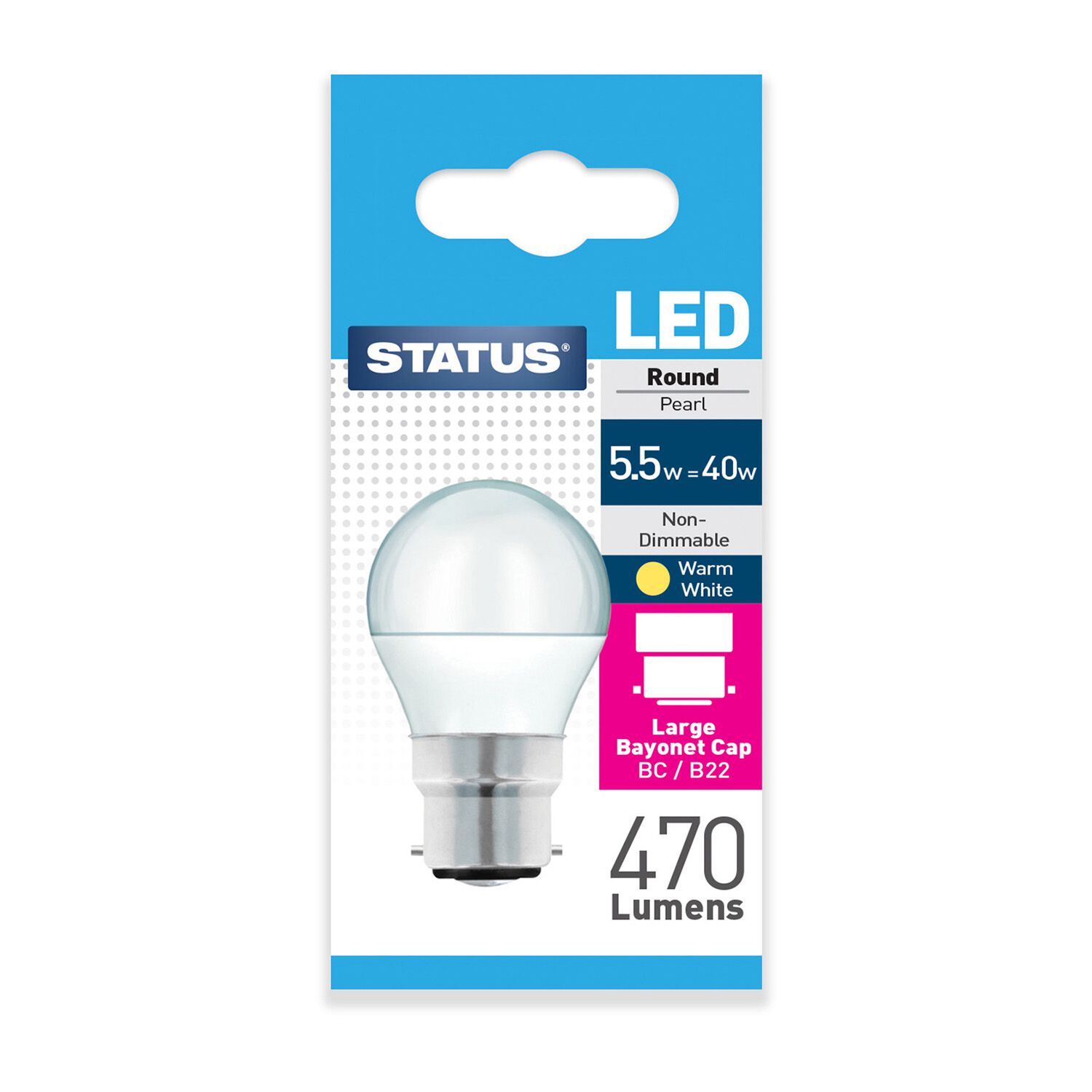 Status BC LED Round Bulb 5.5W Warm White