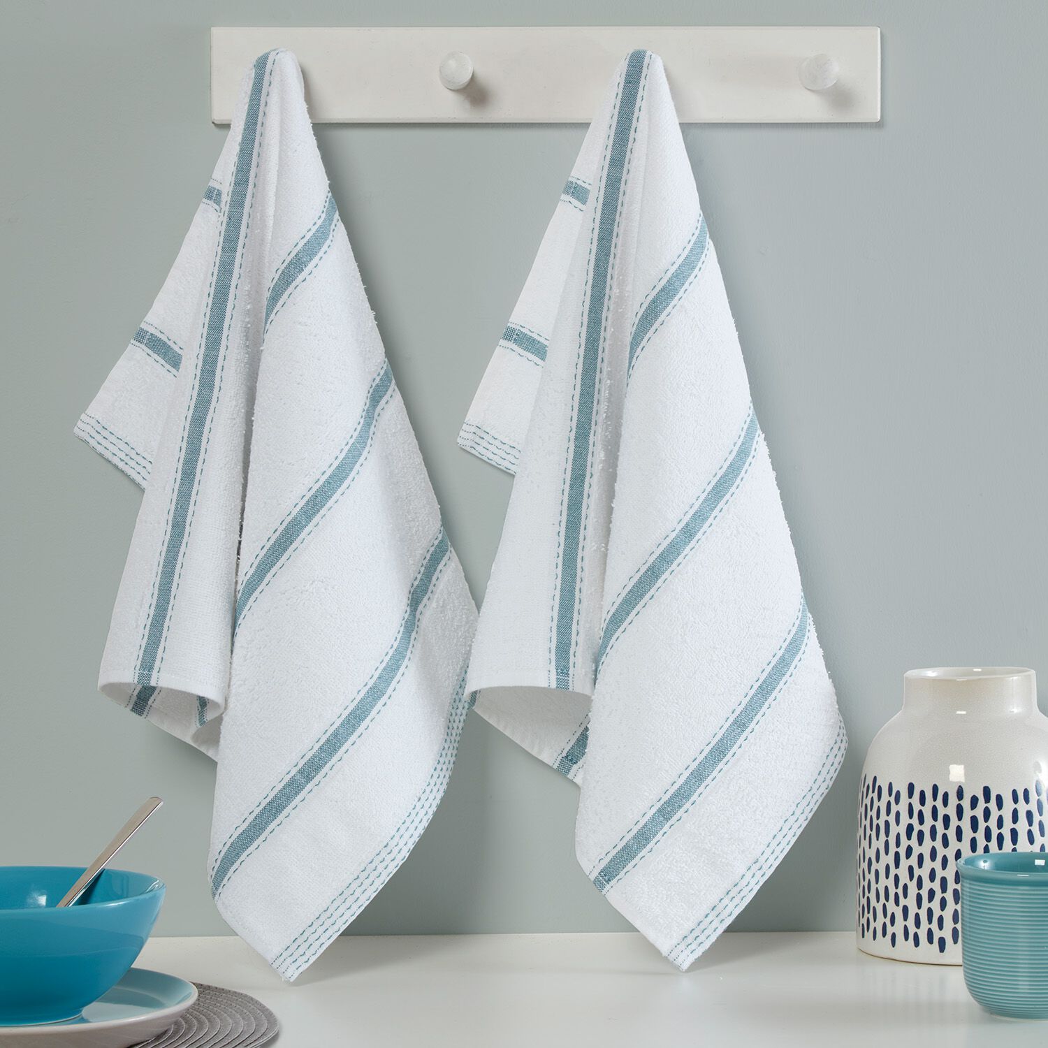Stripe Tea Towel 2 Pack - Duck Egg