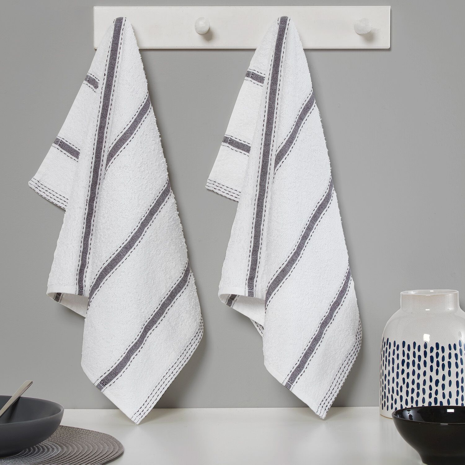 Stripe Tea Towels 2 Pack - Charcoal