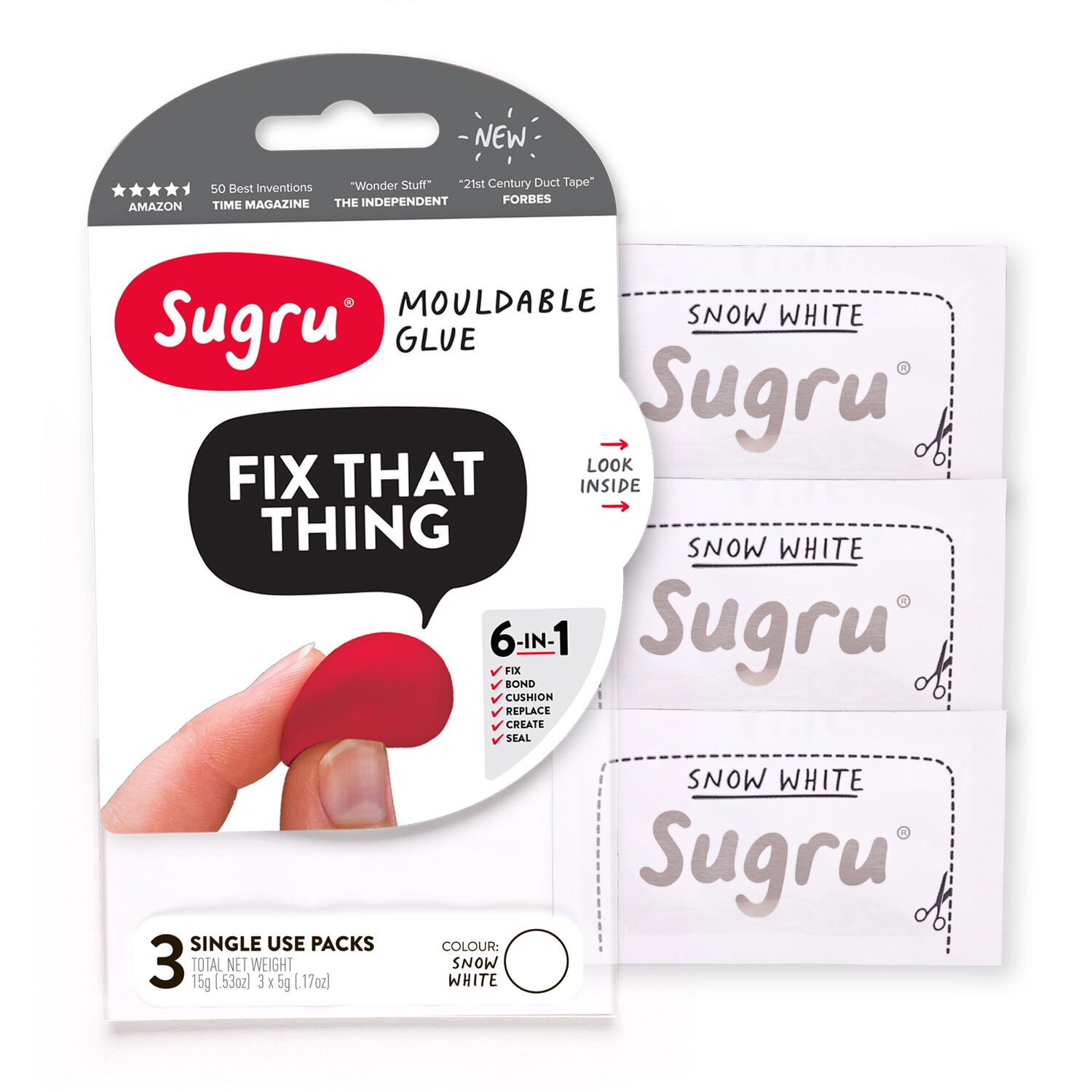 Sugru White Single Use Packs 3 x 3.5g