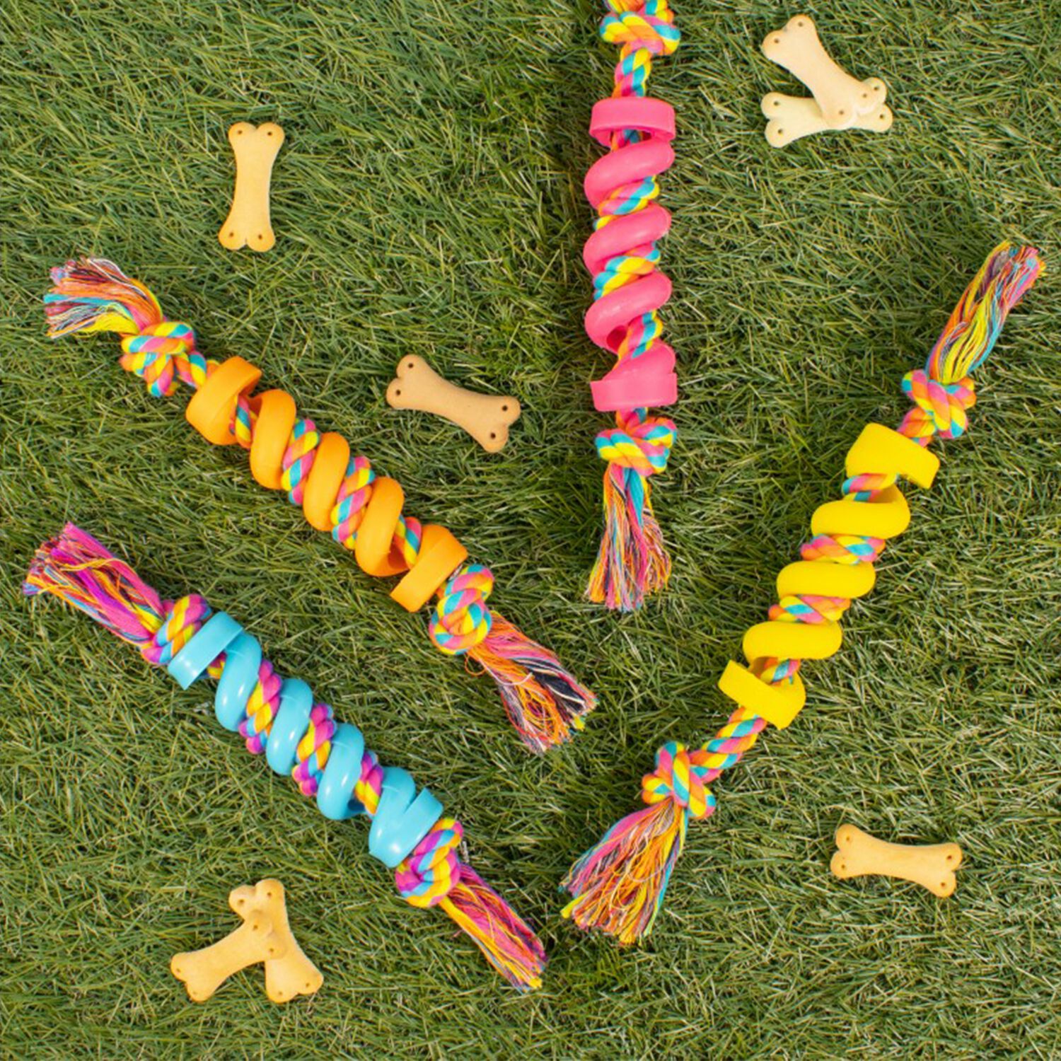 Summer Rubber & Rope Spiral Dog Toy