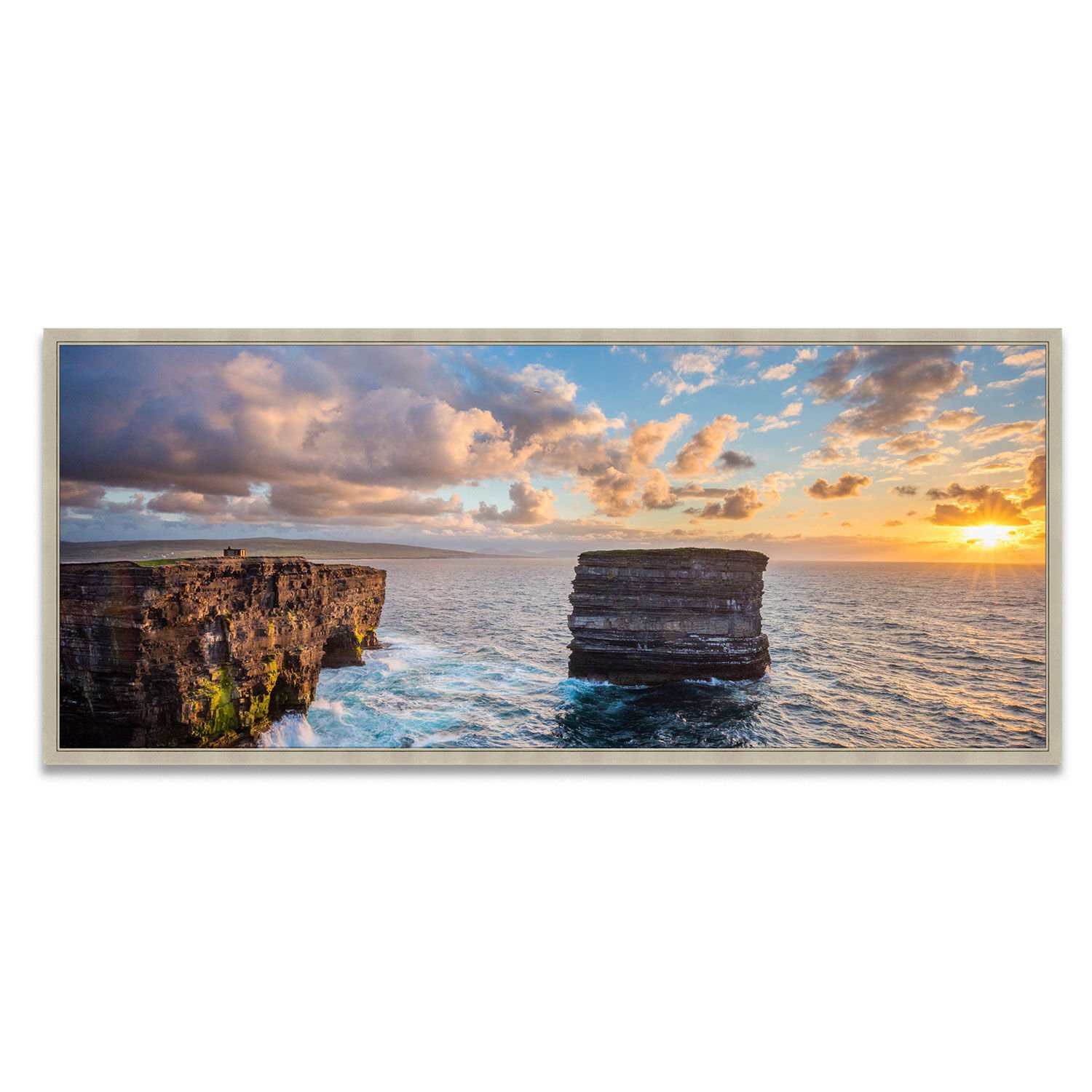 Sun Rise at Dun Briste 45 x 105cm Framed