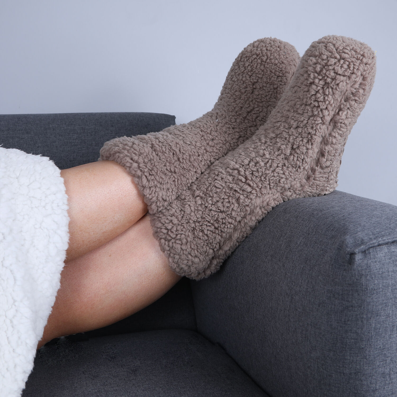 Teddy Socks Pair - Mink