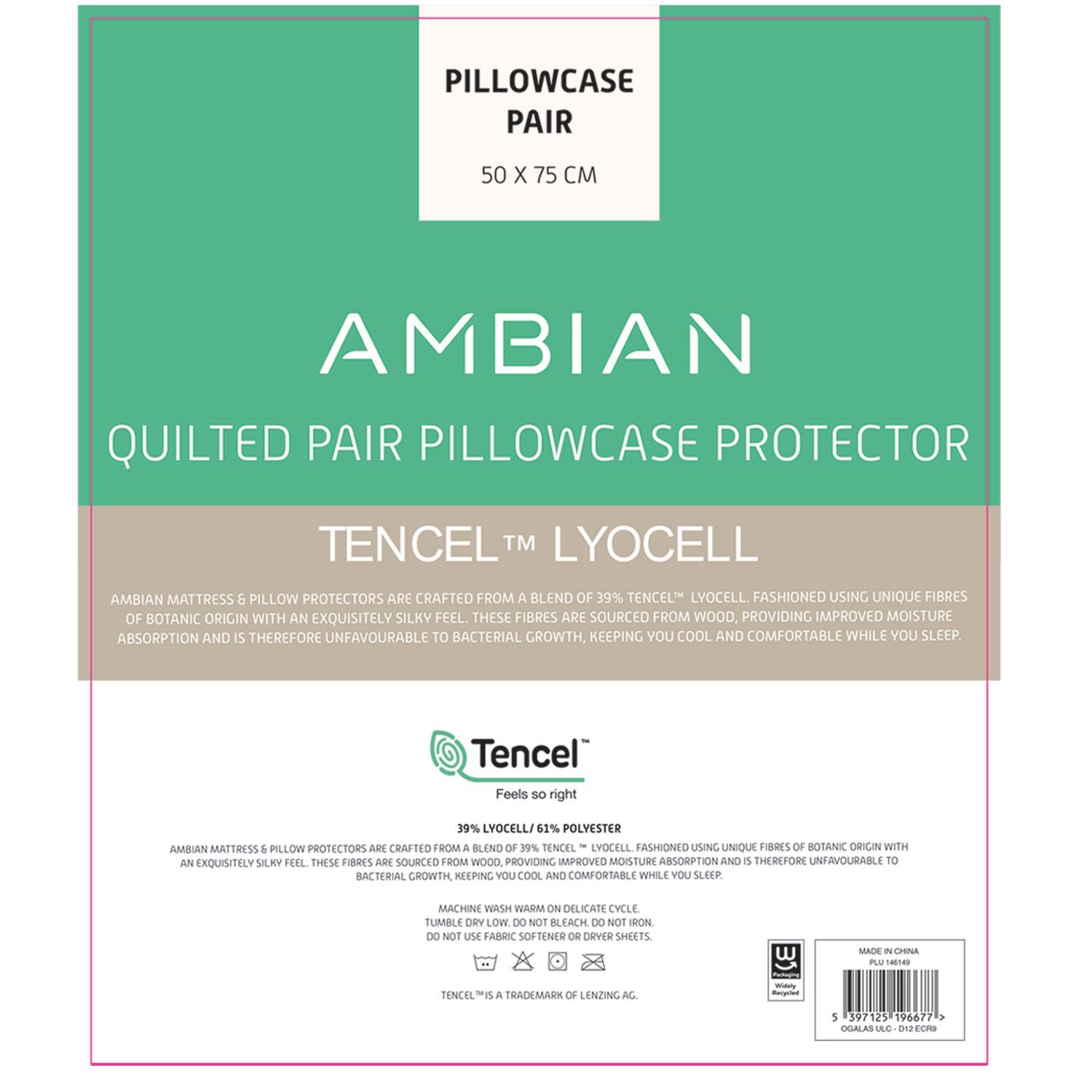 Tencel Quilted Pillowcase Protector Pair - White