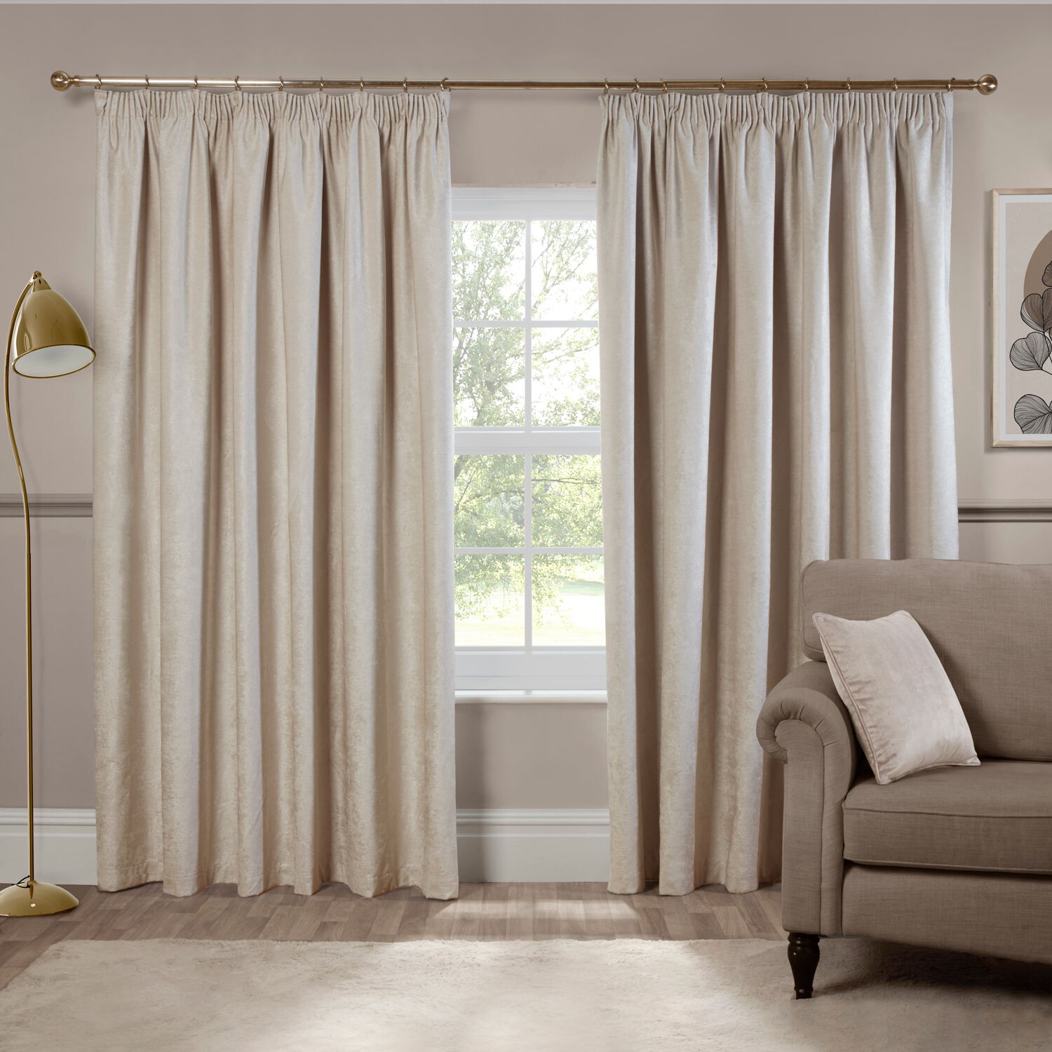 PENCIL PLEAT BLACKOUT & THERMAL TEXTURED NATURAL 132x90 Curtain