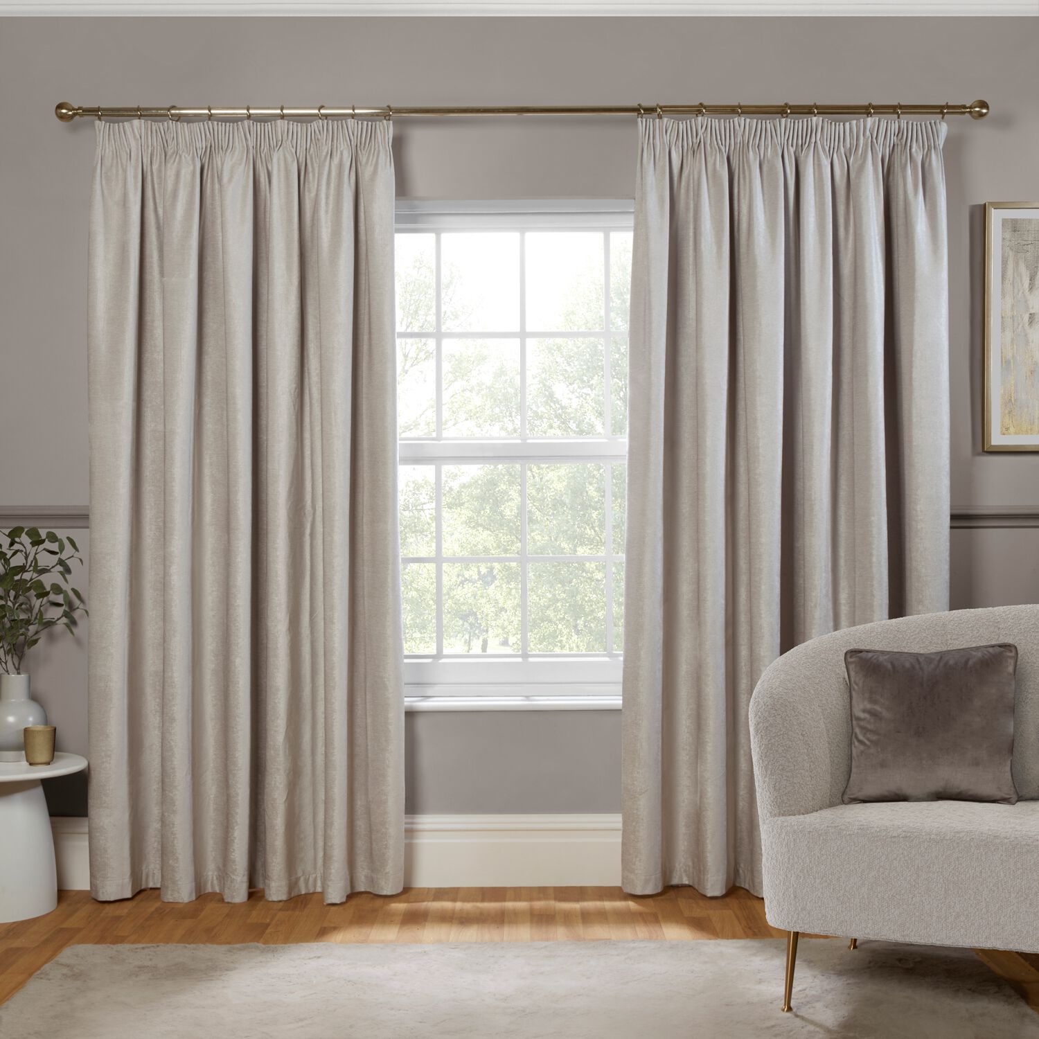 PENCIL PLEAT BLACKOUT & THERMAL TEXTURED SILVER 66x90 Curtain
