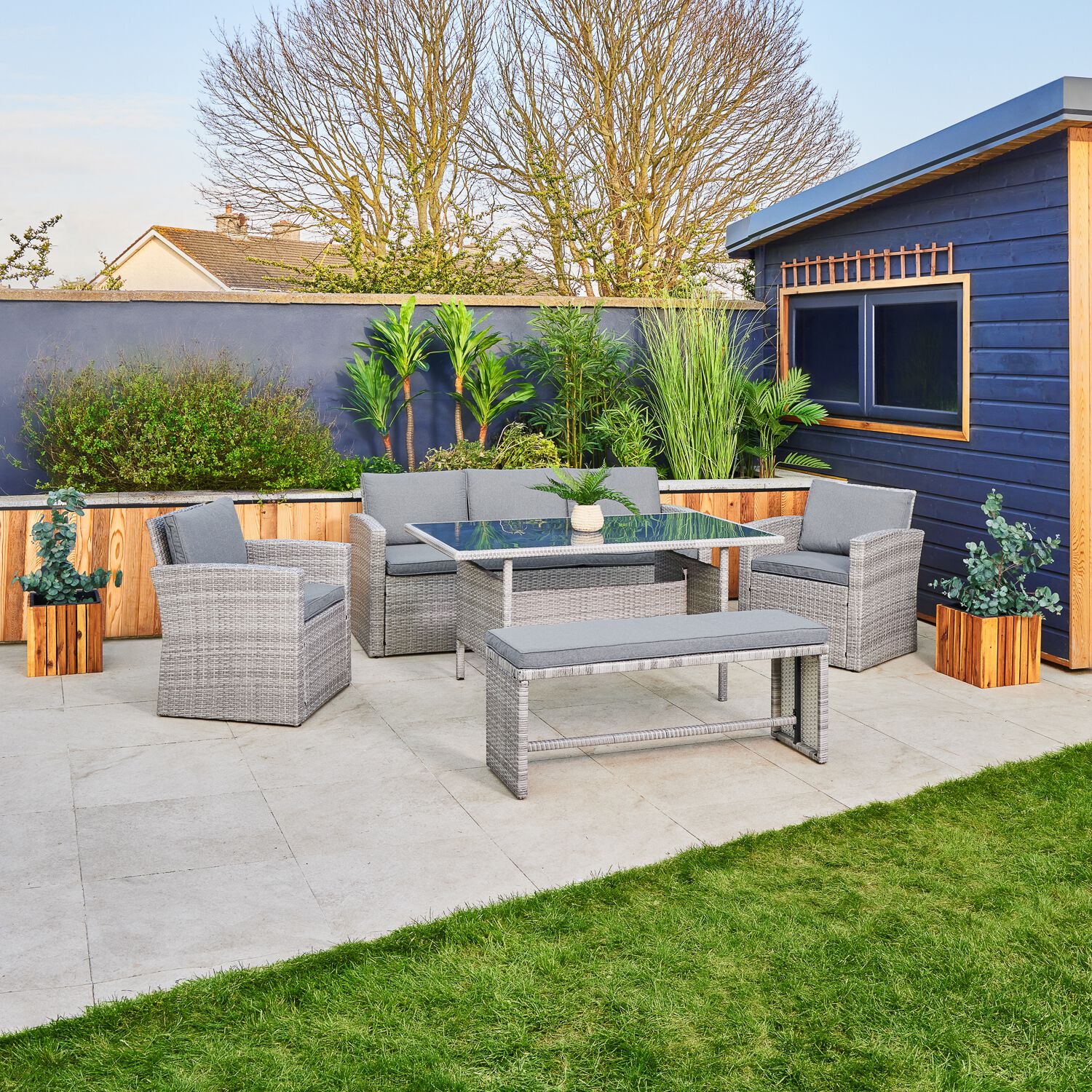 Toscana 5 Piece Rattan Lounge Garden Furniture Set