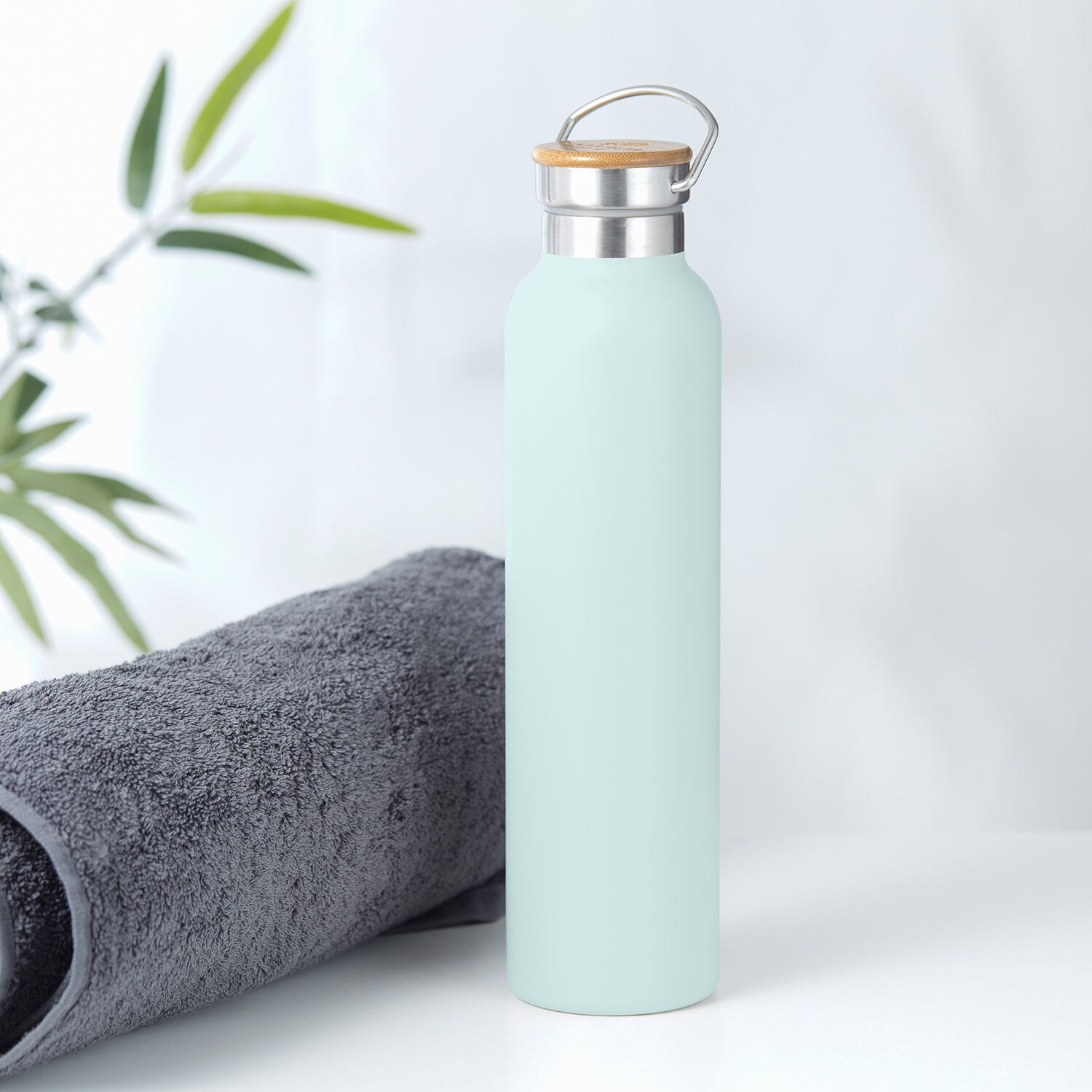 Tower 750ml Water Bottle with Bamboo Lid -Sky Blue