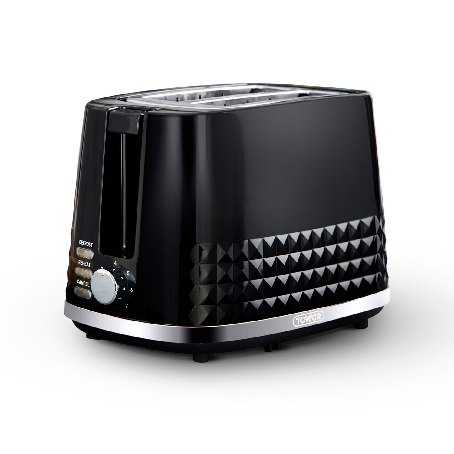 Tower Solitaire Black 2 Slice Toaster