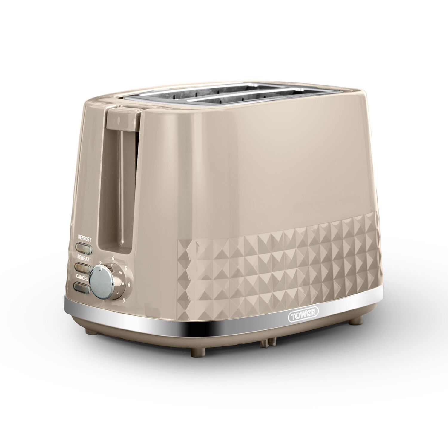 TOWER SOLITAIRE BEIGE 2 Slice Toaster