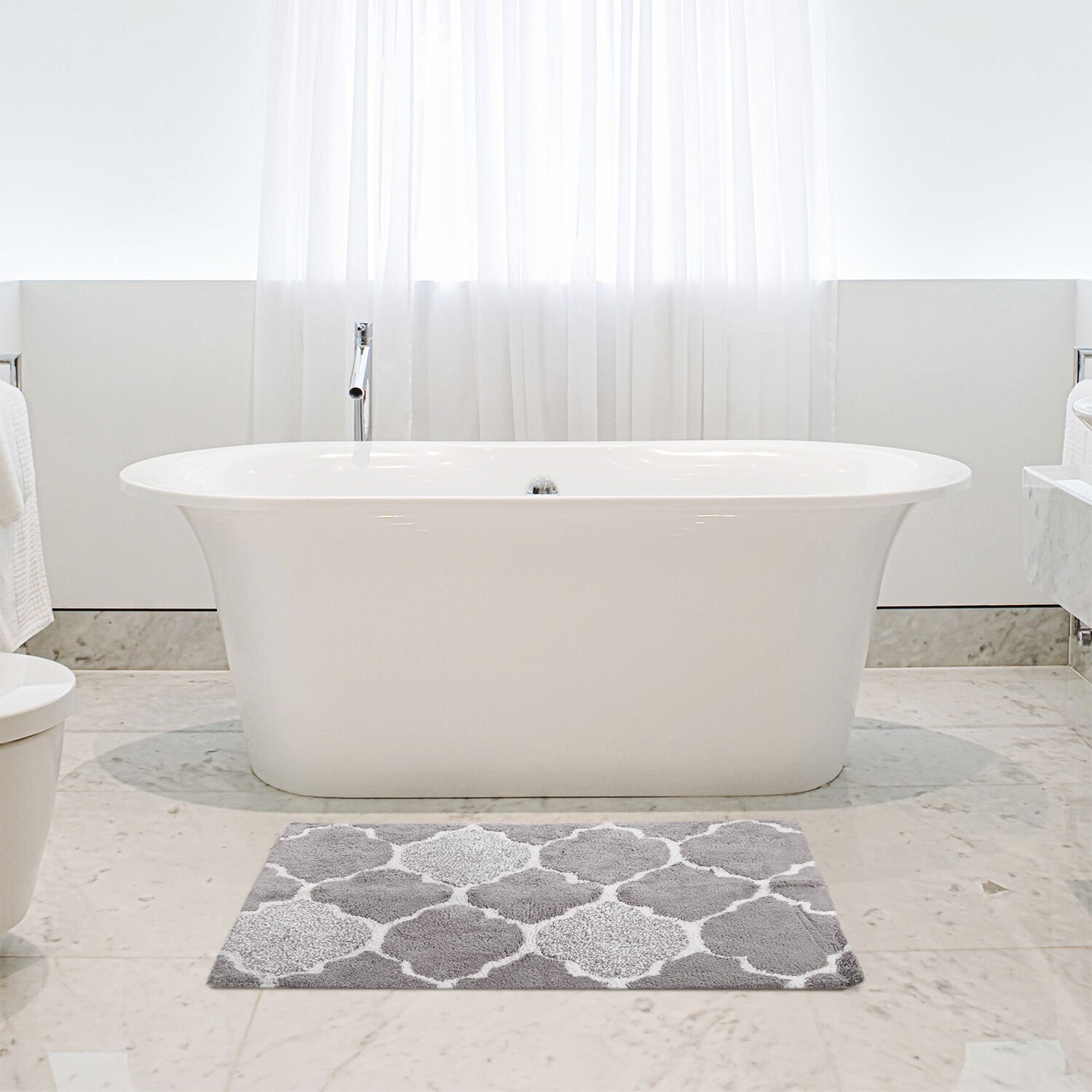 Trellis Grey Bath Mat 50cm x 80cm