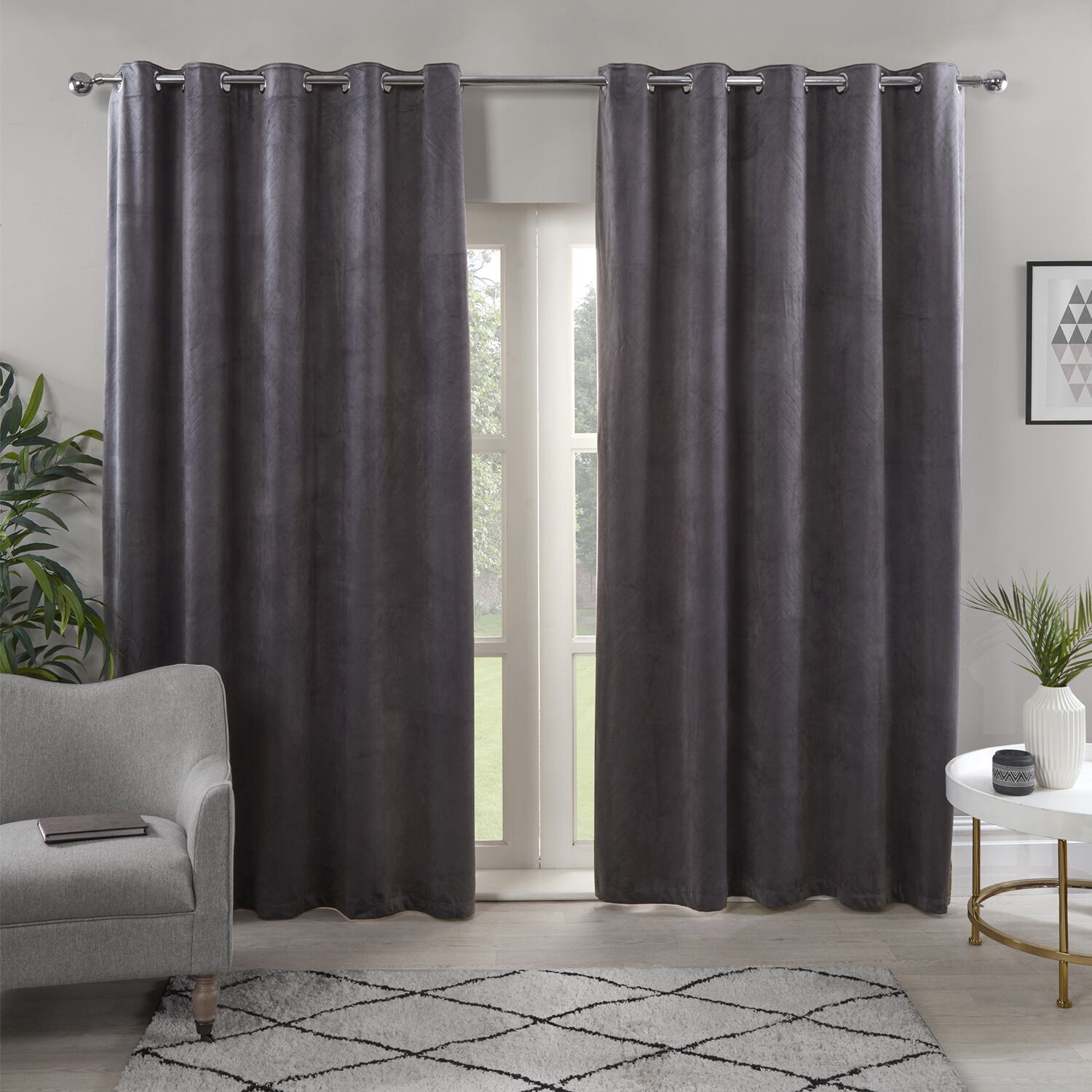 TRIANGLE STITCH GREY 66X72 Curtain