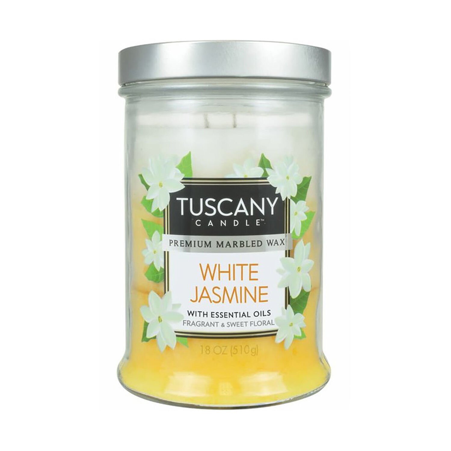 Tuscany White Jasmine Triple Pour Candle 18oz