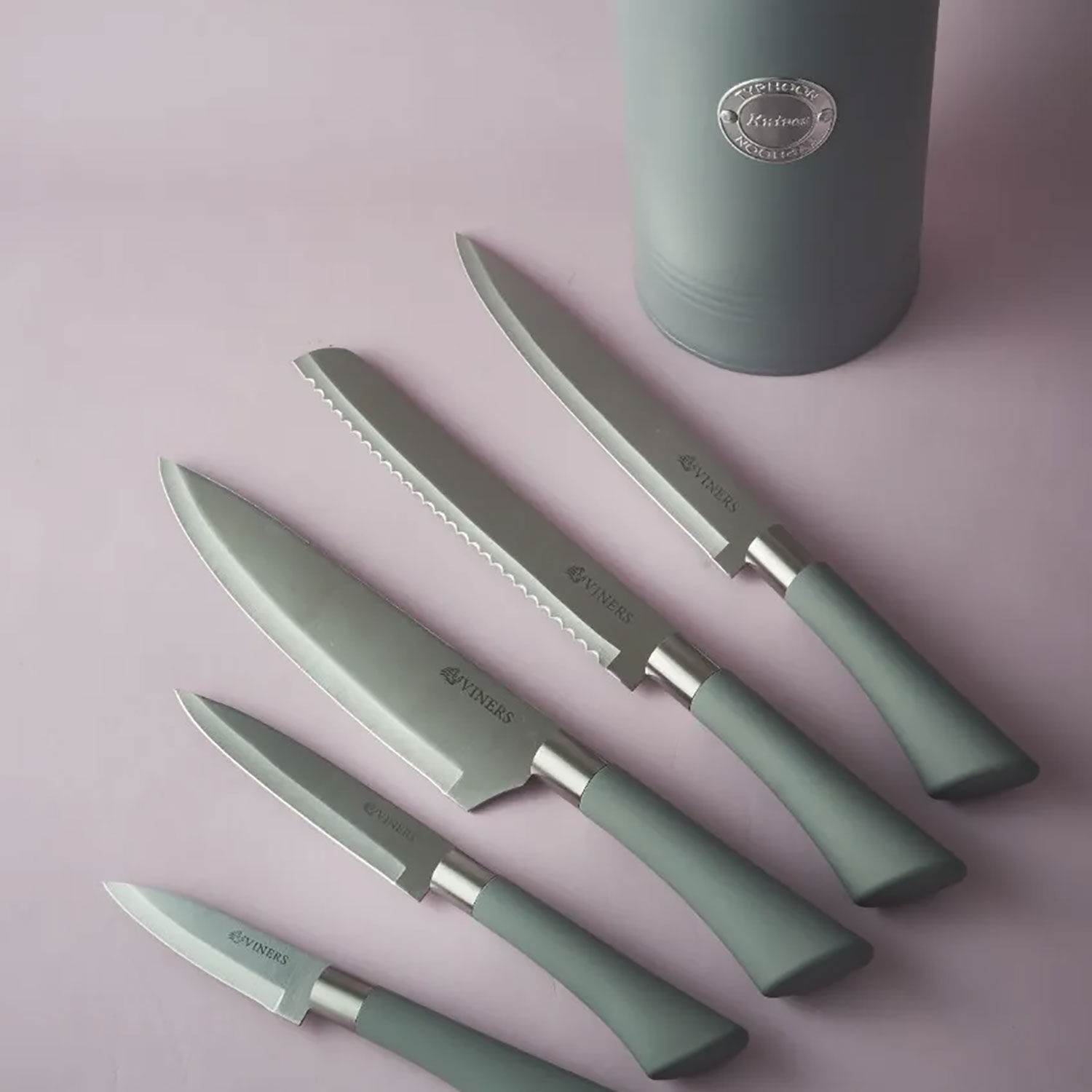 Typhoon Living Grey 5 Piece Knife Block Set