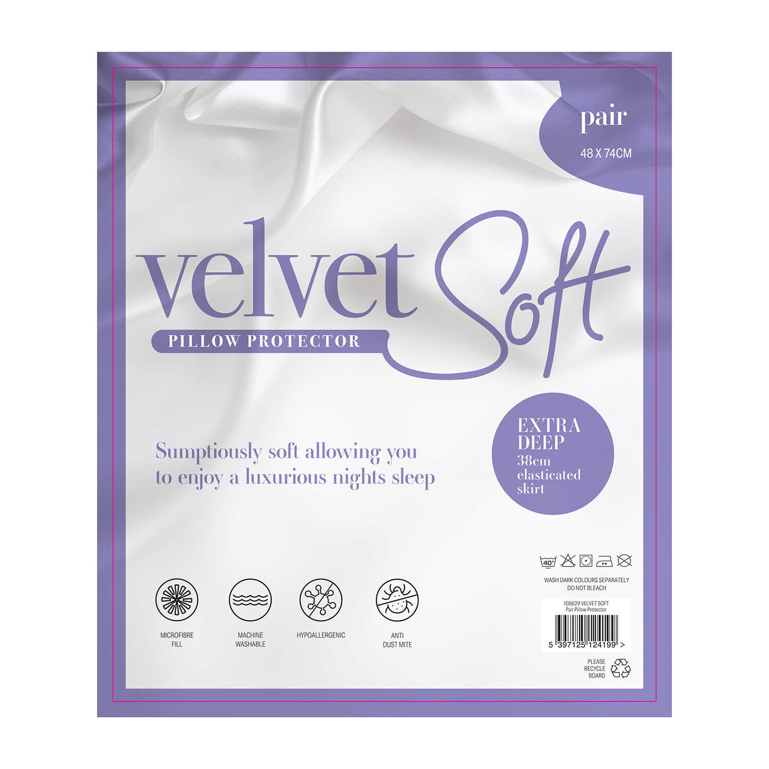 Velvet Soft Pillow Protector Pair