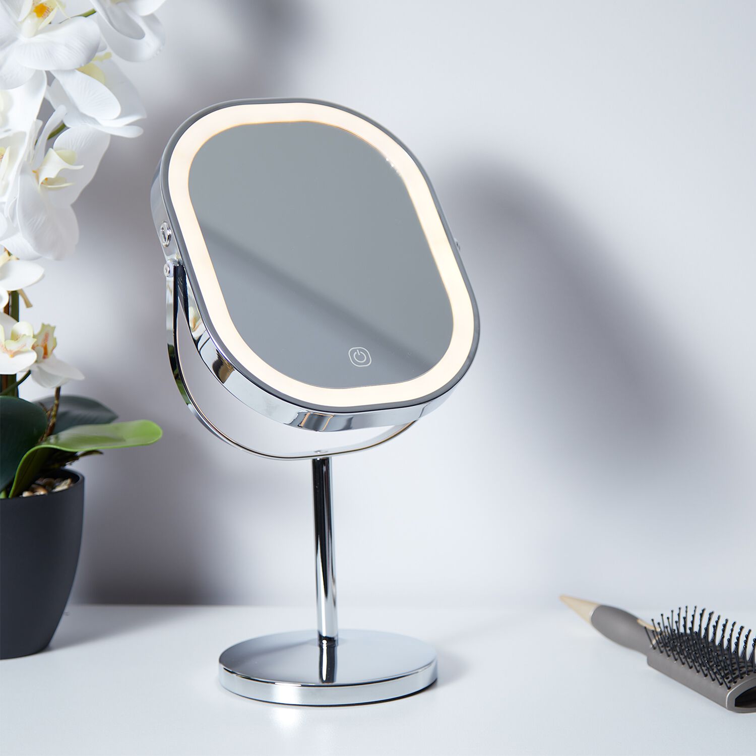 Visage LED Chrome Square 3X Cosmetic Mirror
