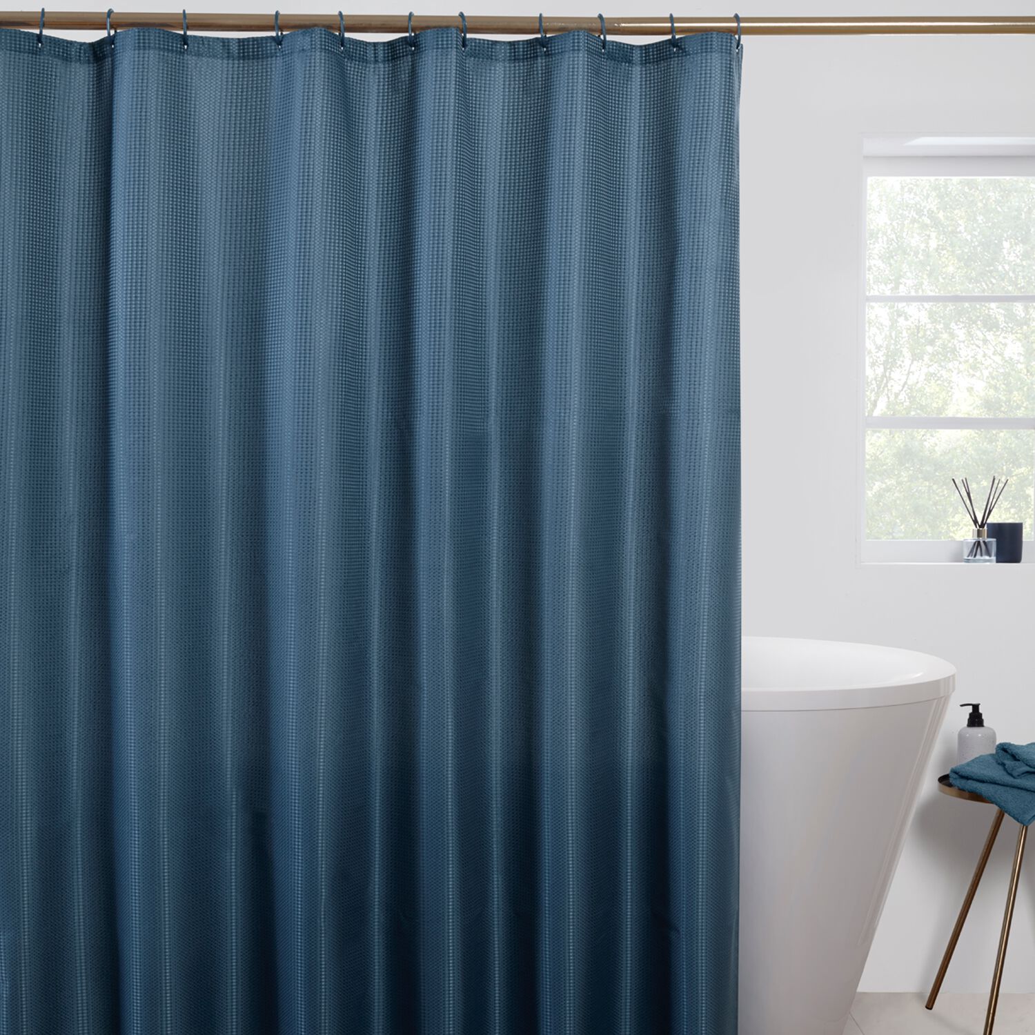 Waffle Shower Curtain - Navy