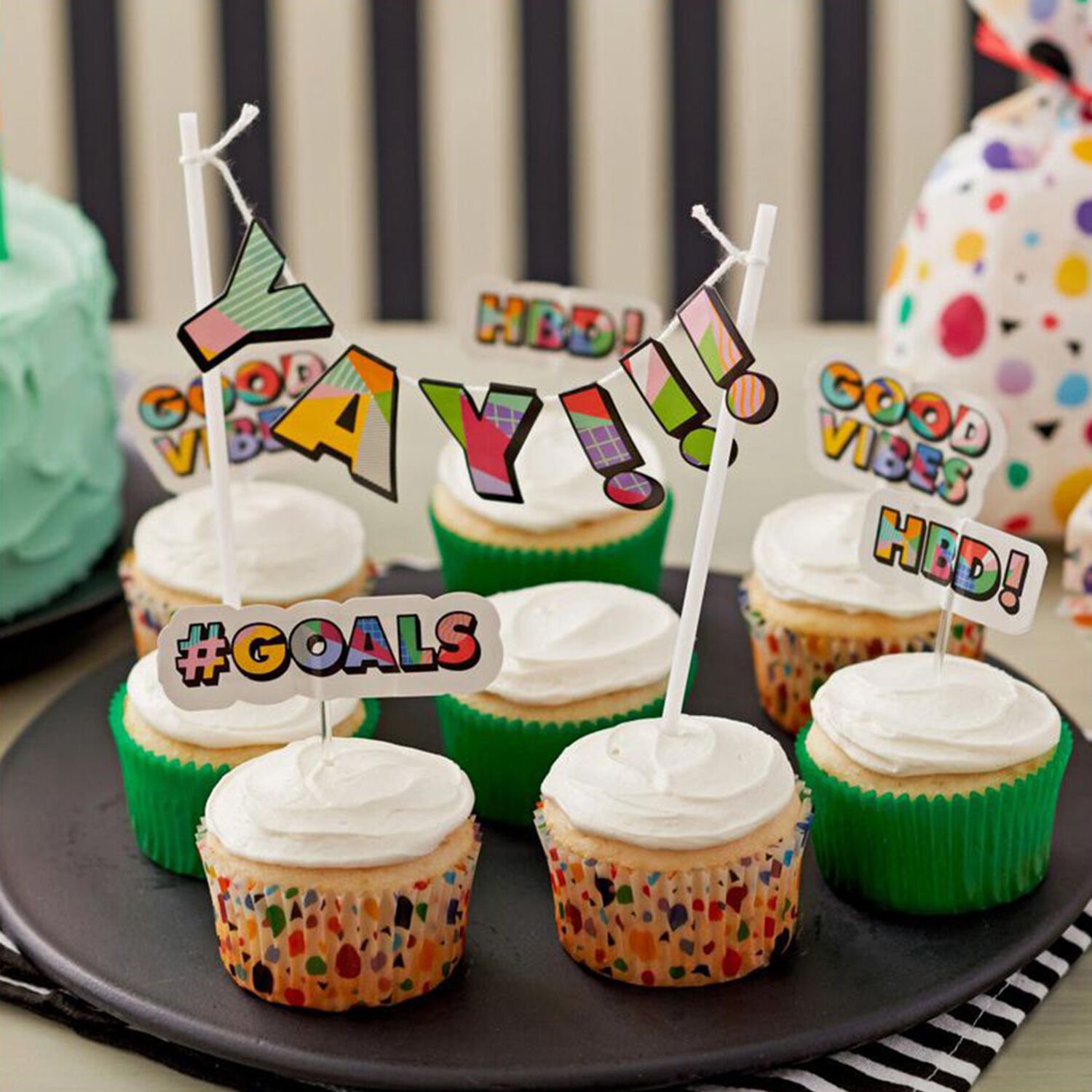 Wilton Fun Word Cake Topper Picks - 12 Pieces
