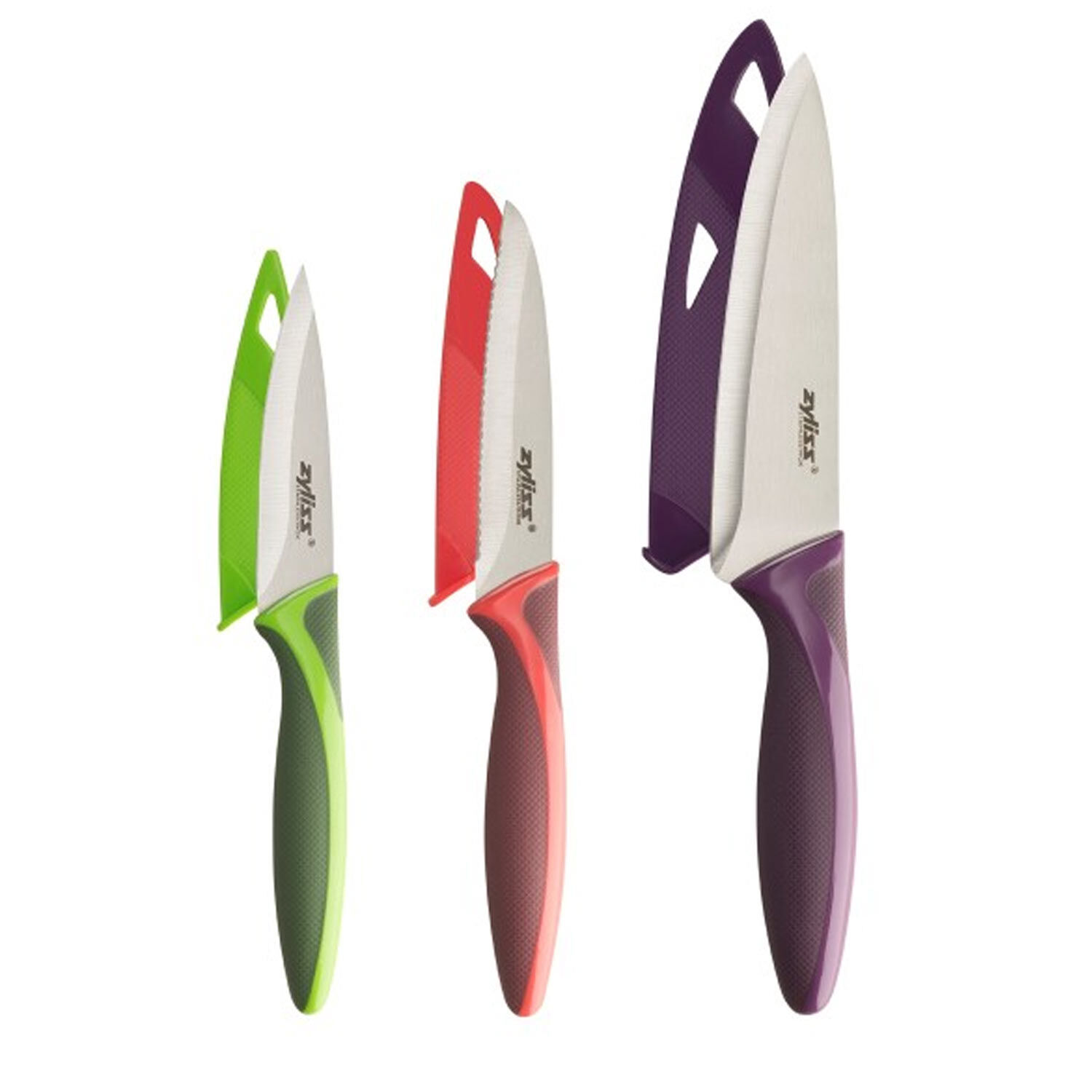 Zyliss Coloured Knife Set w/ Covers - 3pc