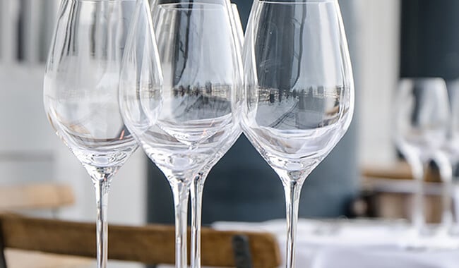 wine glasses and tableware