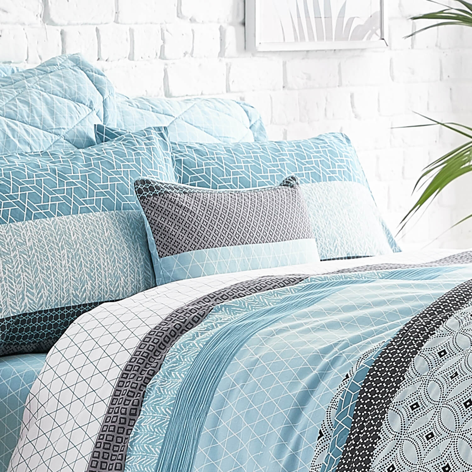 Geo Duck Egg Cushion 30cm x 50cm Home Store + More