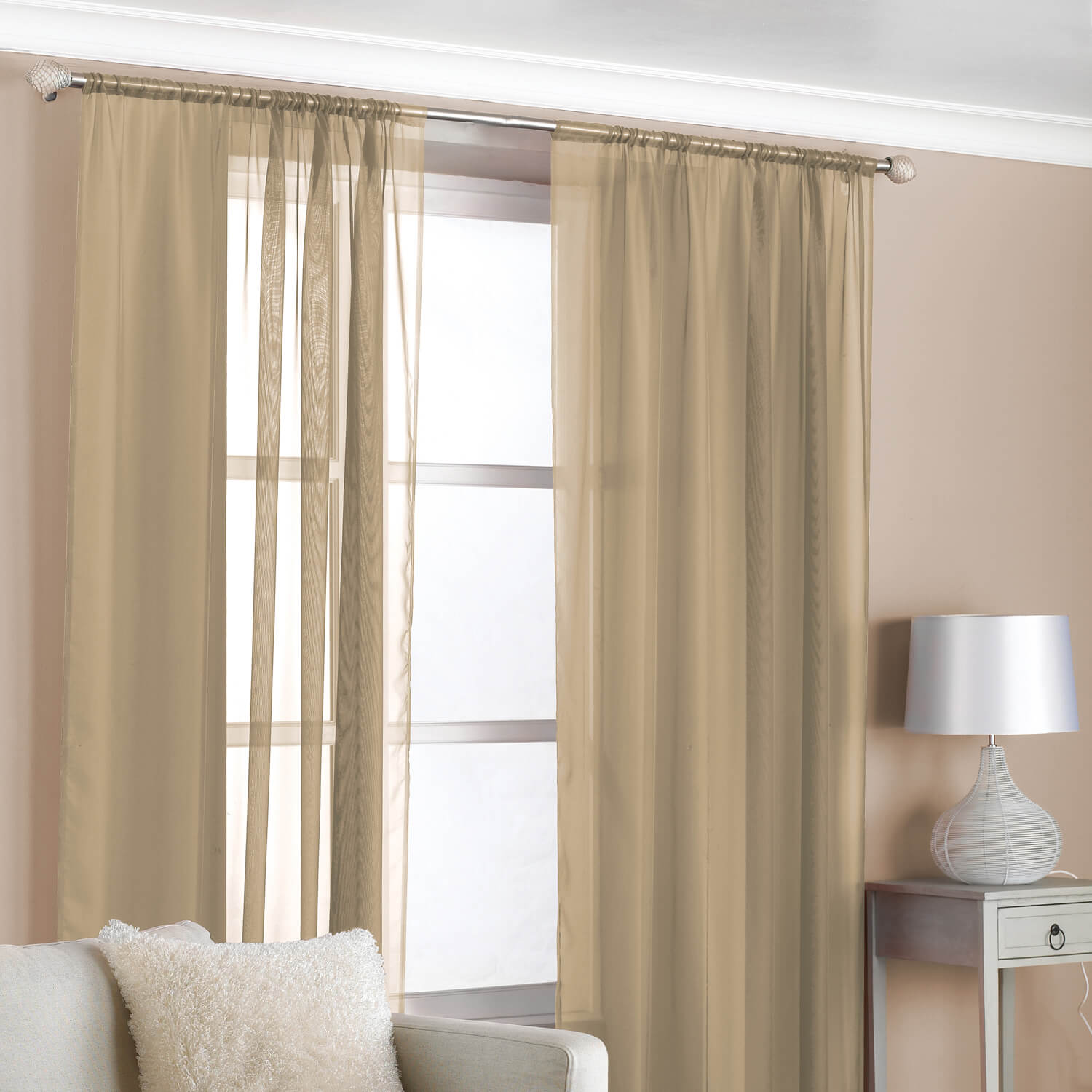 Slot Top Voile Curtains Latte 2 Pack Home More Slot Top Voile Curtains Latte 2 Pack Click To Zoom