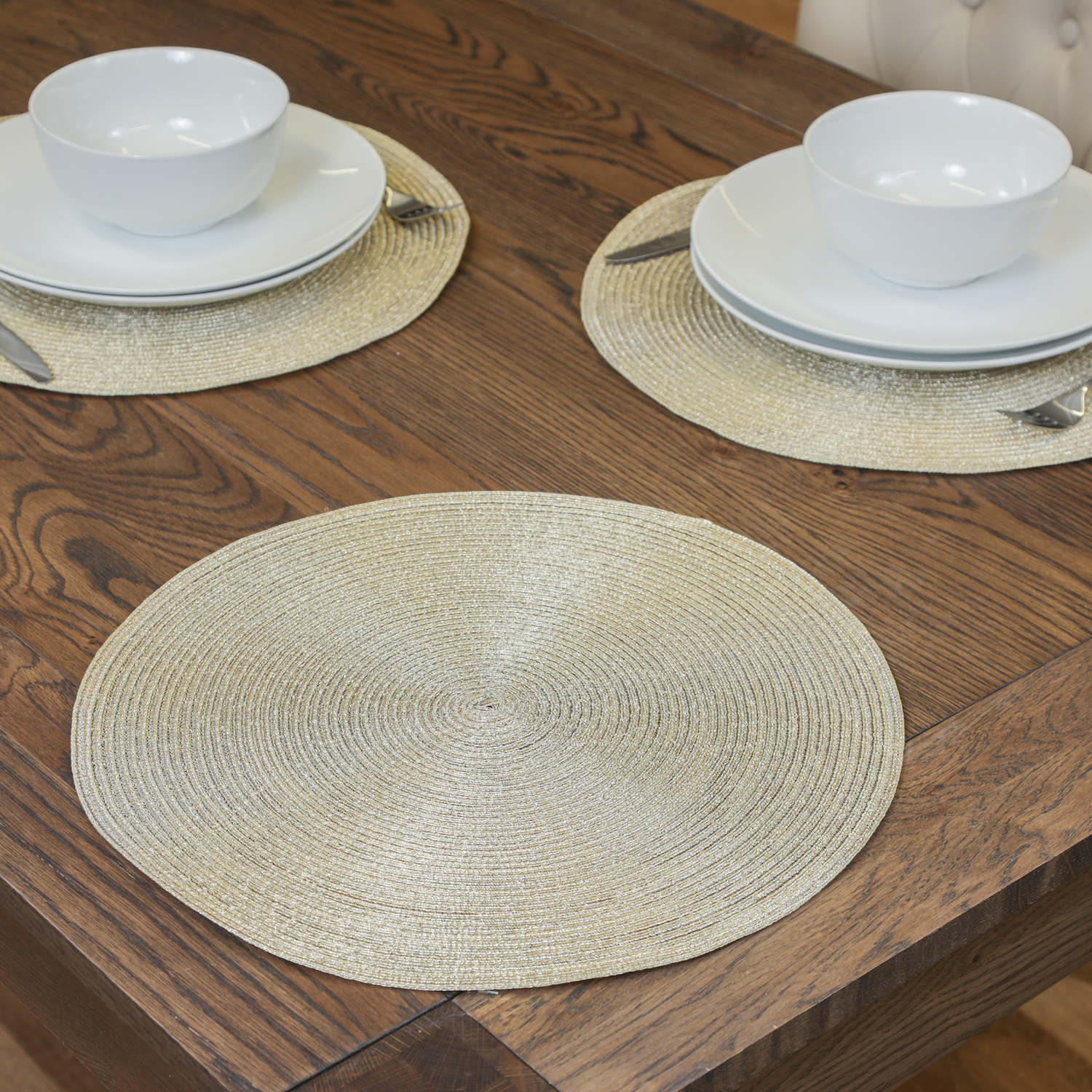 Round Shimmer Gold Placemat Home Store + More