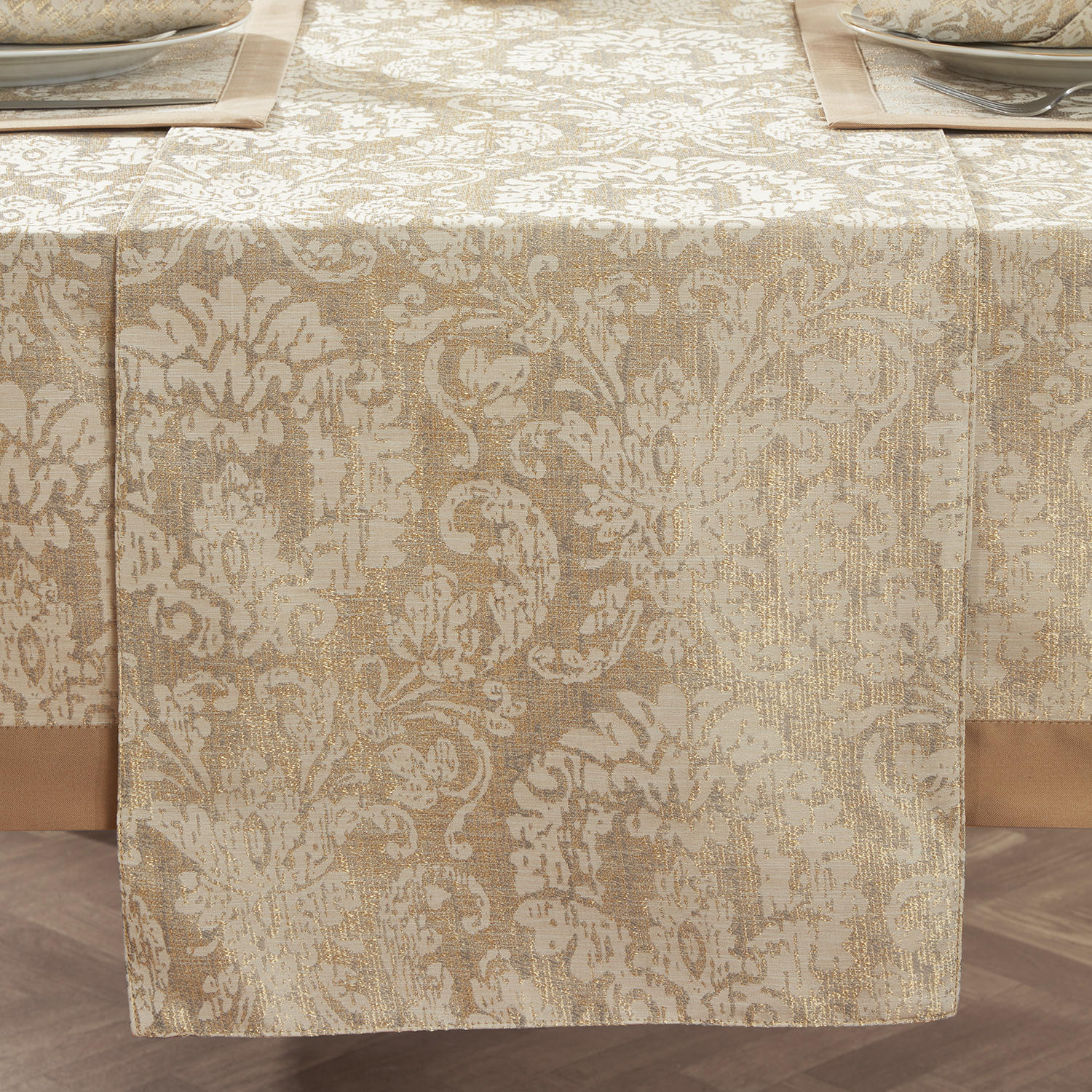 Damask Medallion Gold Table Runner 229cm x 36cm Home Store + More