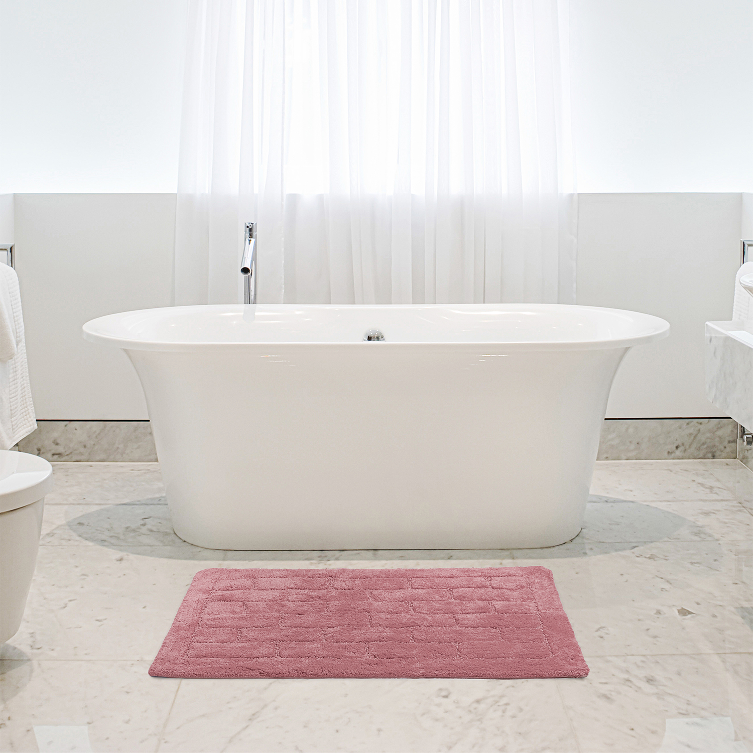 cotton brick blush pink bath mat 50cm x 80cm home store more