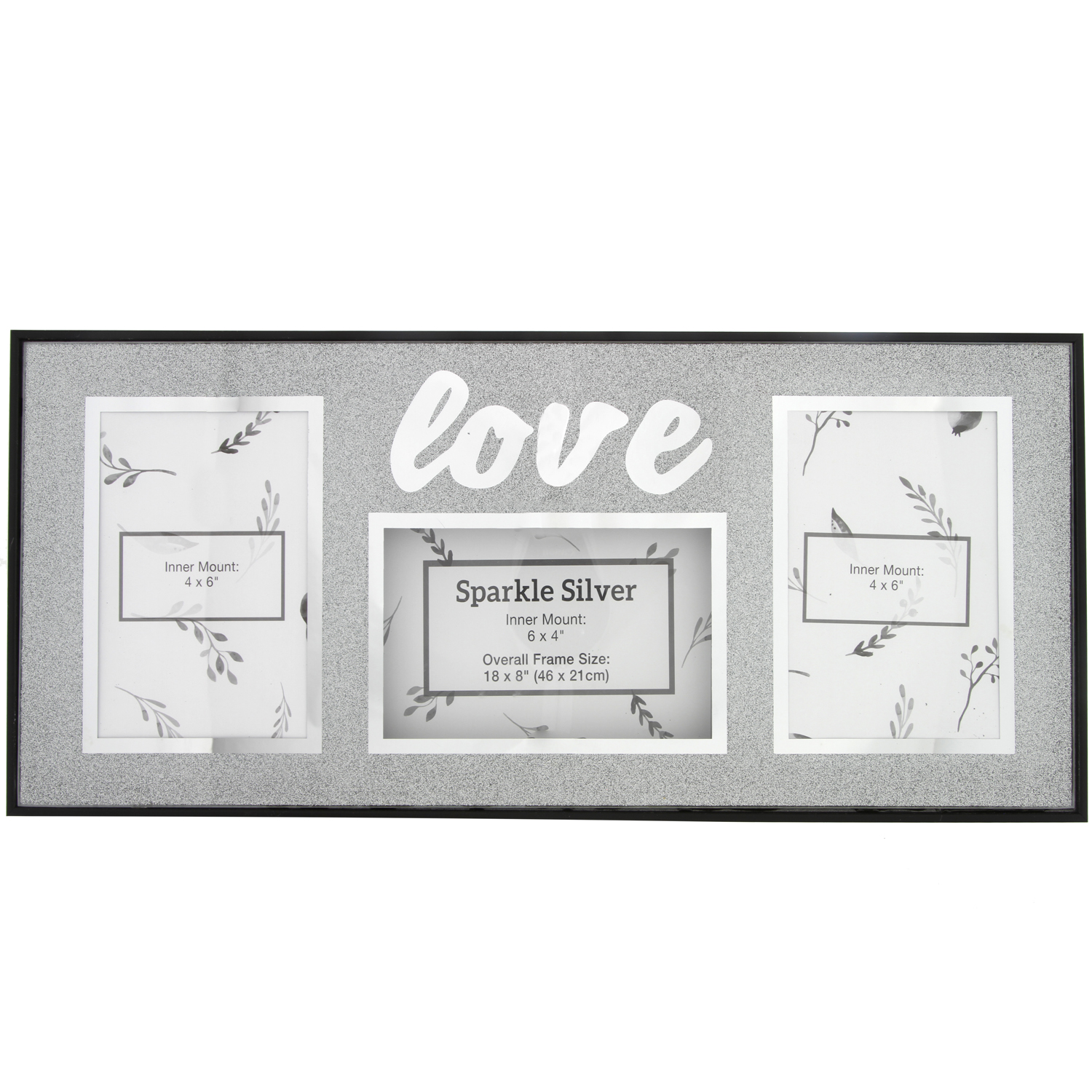 Trio Sparkle Silver Photo Frame 46x21cm Home Store + More