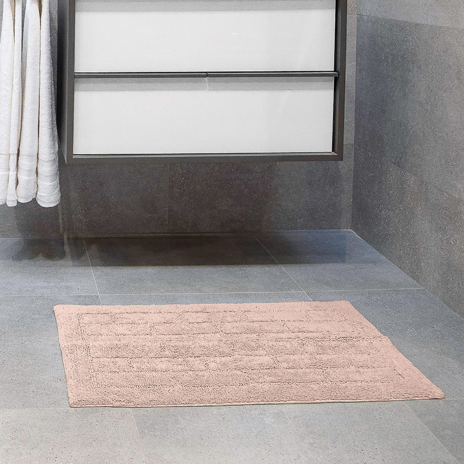 Cotton Brick Peach Bath Mat 50cm x 80cm Home Store + More