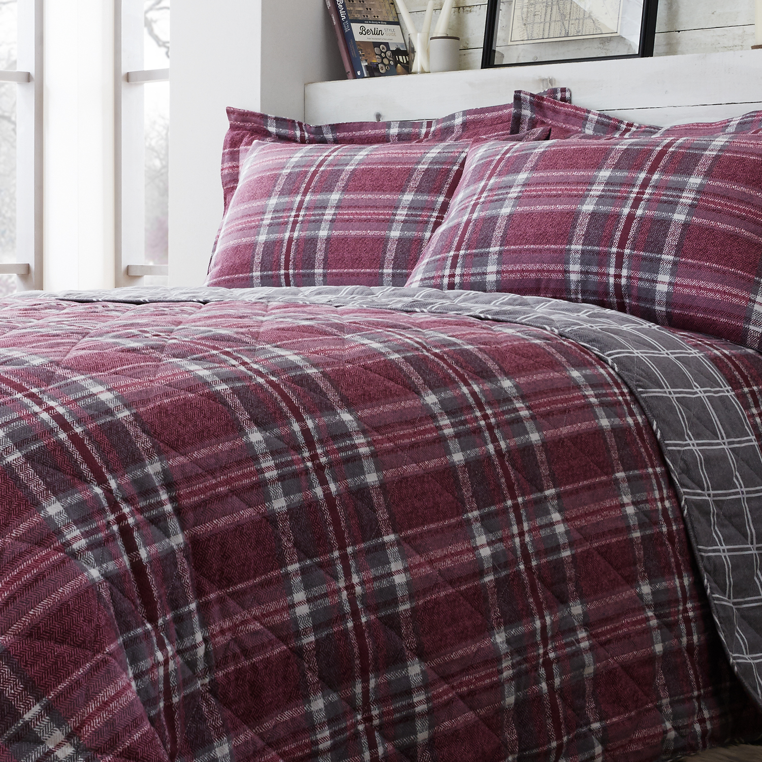 Brushed Cotton McGill Check Bedspread 200 x 220cm Home Store + More