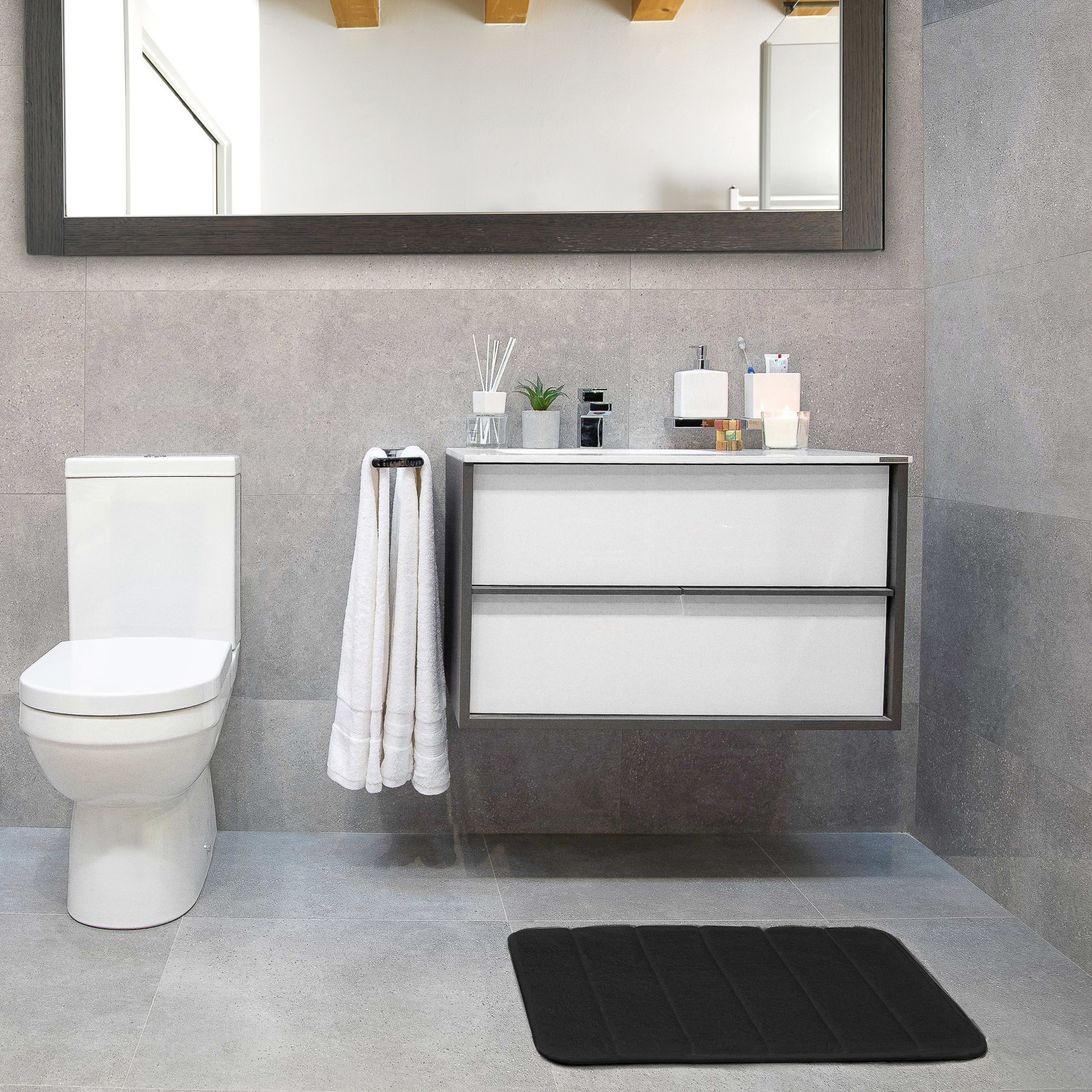Memory Foam Bath Mat Black 40cm x 60cm Home Store + More
