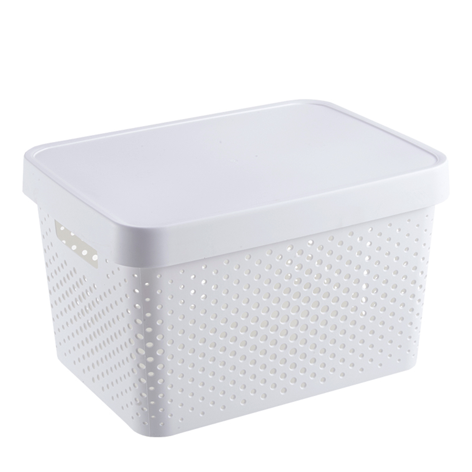white basket with lid