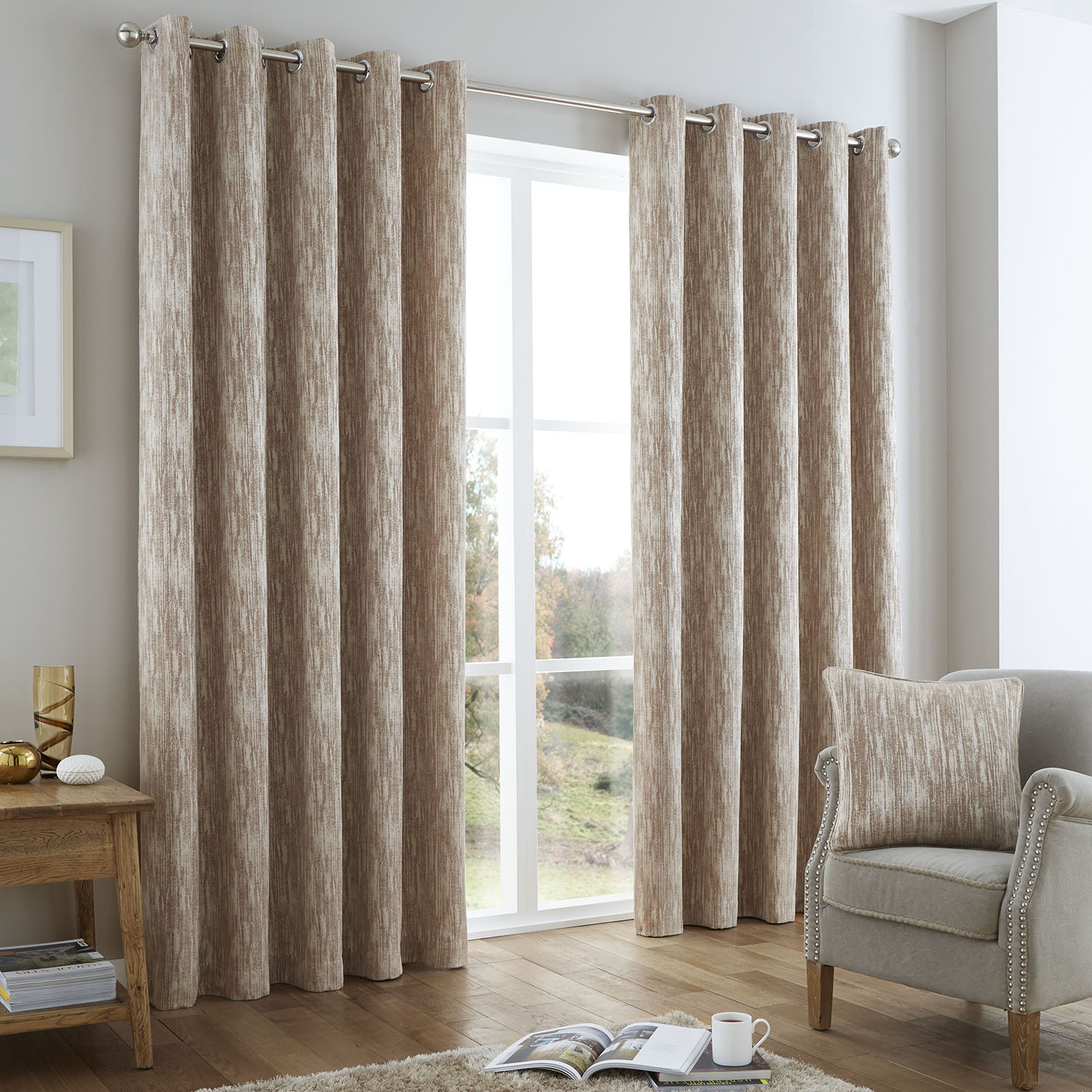 Distressed Chenille Natural Curtain Home Store + More