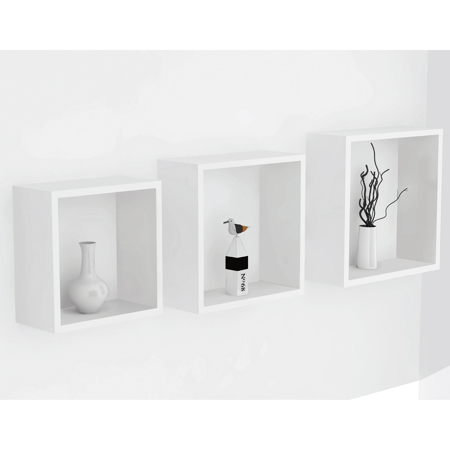 Bergen White 3 Set Cube Floating Wall Shelf 084230 - Cube Wall Shelf White Bergen White 3 Set Cube Floating Wall Shelf 084230 - Cube Wall Shelf White