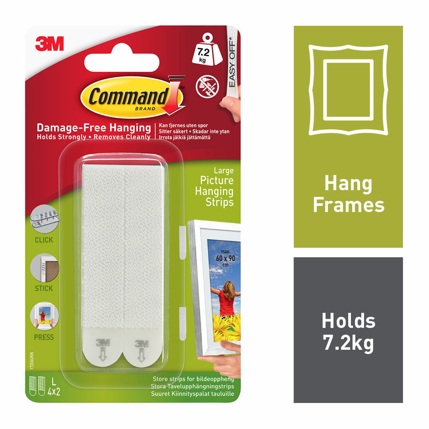 Command 4pk Large Picture Hanging Strips 058871