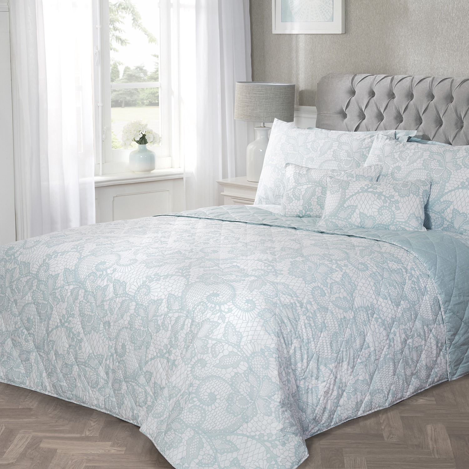 Ornate Duck Egg 200x220cm Bedspread Home Store + More