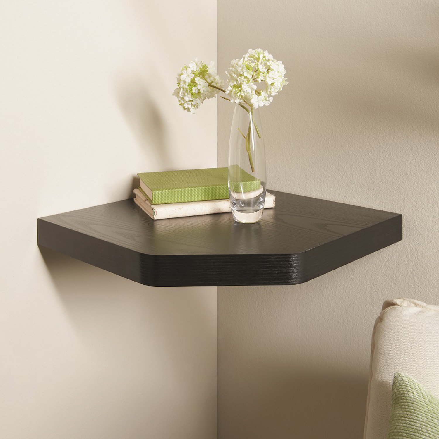 Capri Black Corner Floating Wall Shelf Home More Images Capri Black Corner Floating Wall Shelf