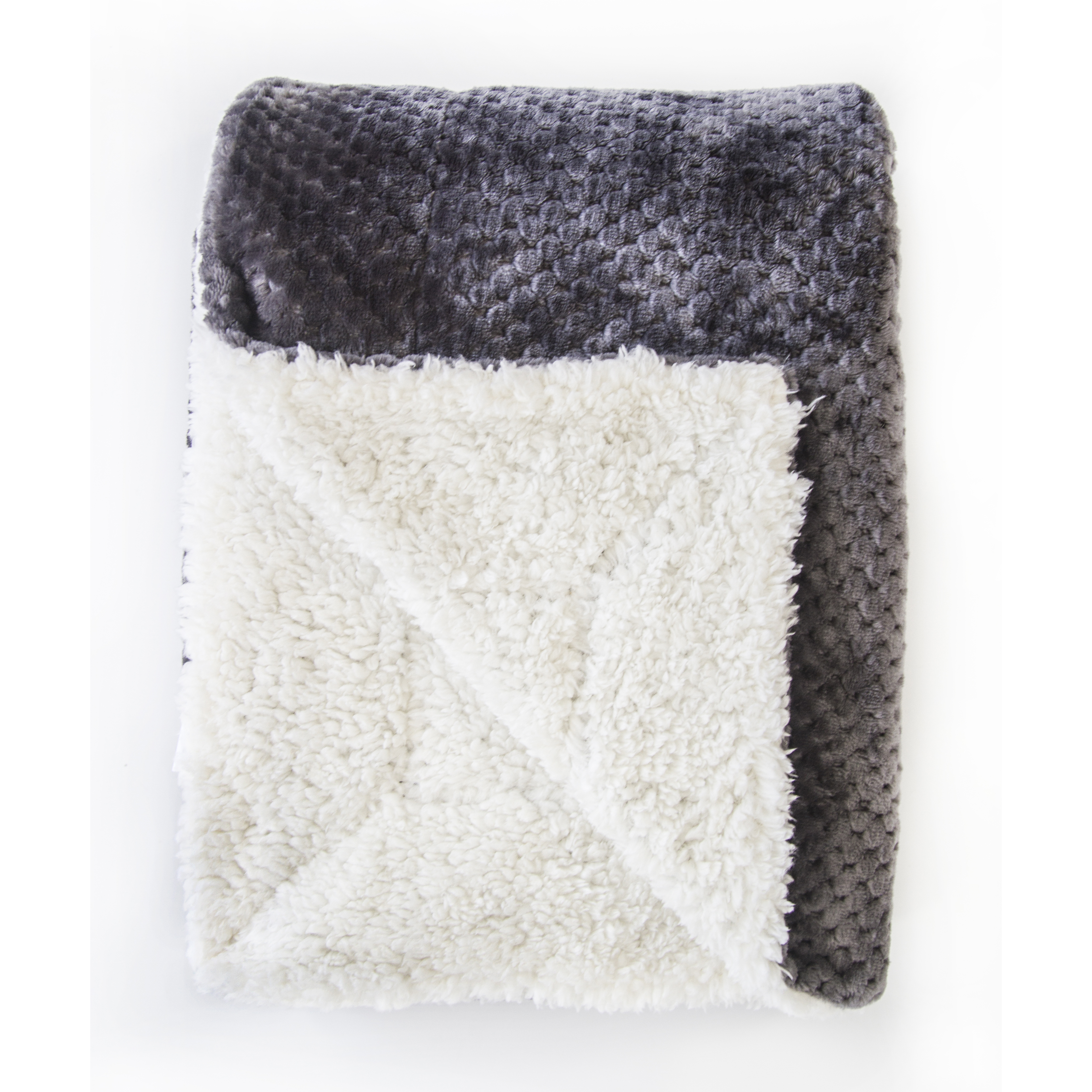Nicole Day Waffle Sherpa Grey Throw 130 x 170cm Home Store + More