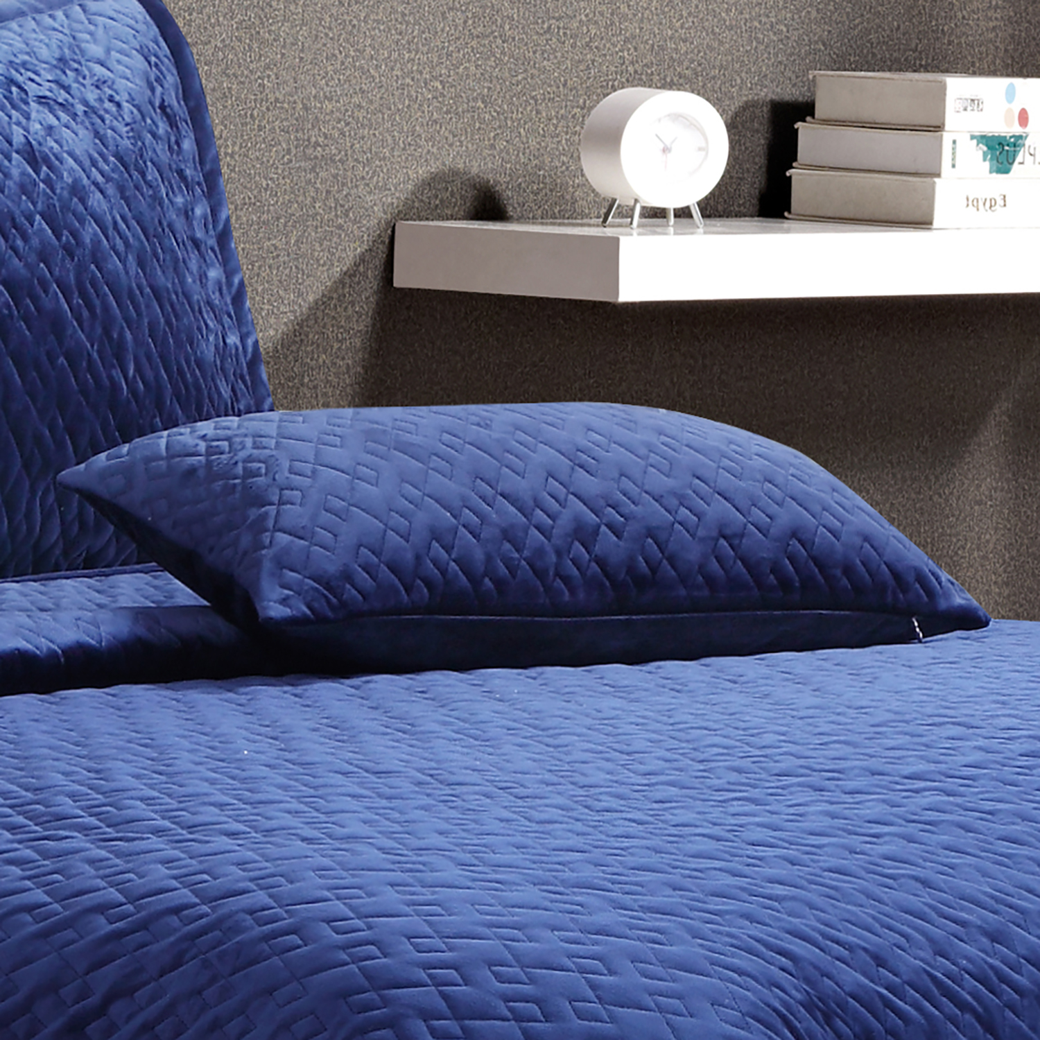 Quilted Hotel Velvet Navy Cushion 30x50cm Home Store + More