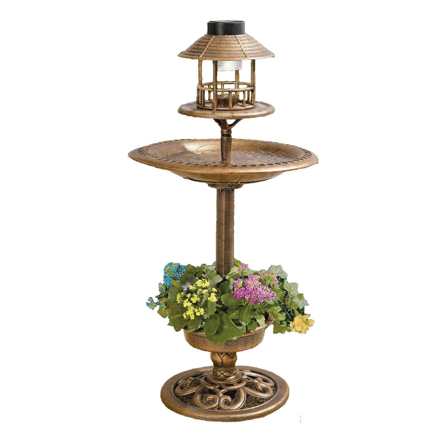 3 in 1 Bird Bath with Solar Light & Planter Home Store + More