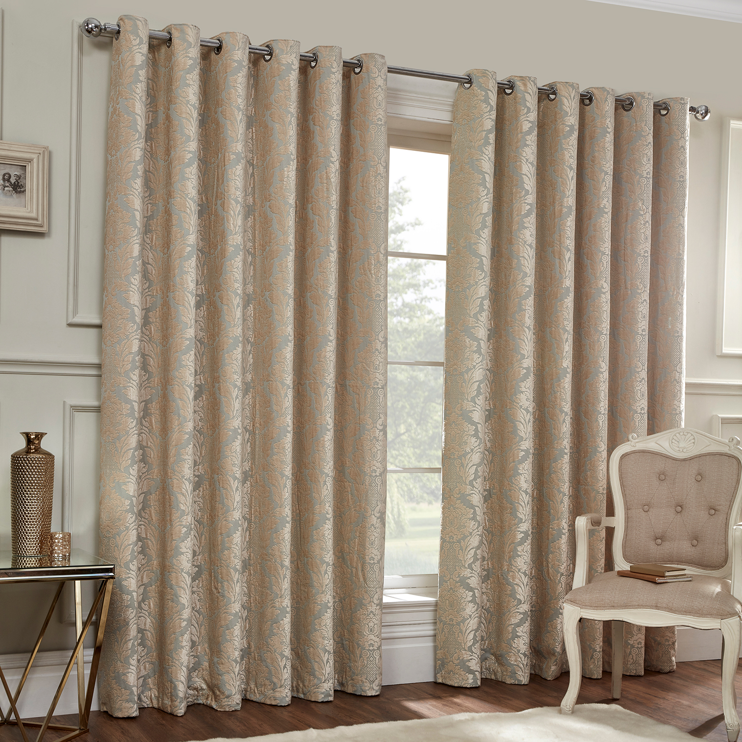 damask bedroom curtains