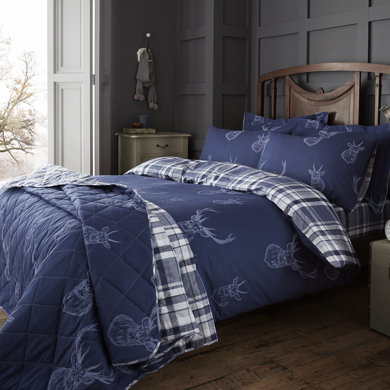 Brushed Cotton Stag Duvet Cover Home More Super King Duvet Cover Brushed Cotton Stag Navy Tap To Expand