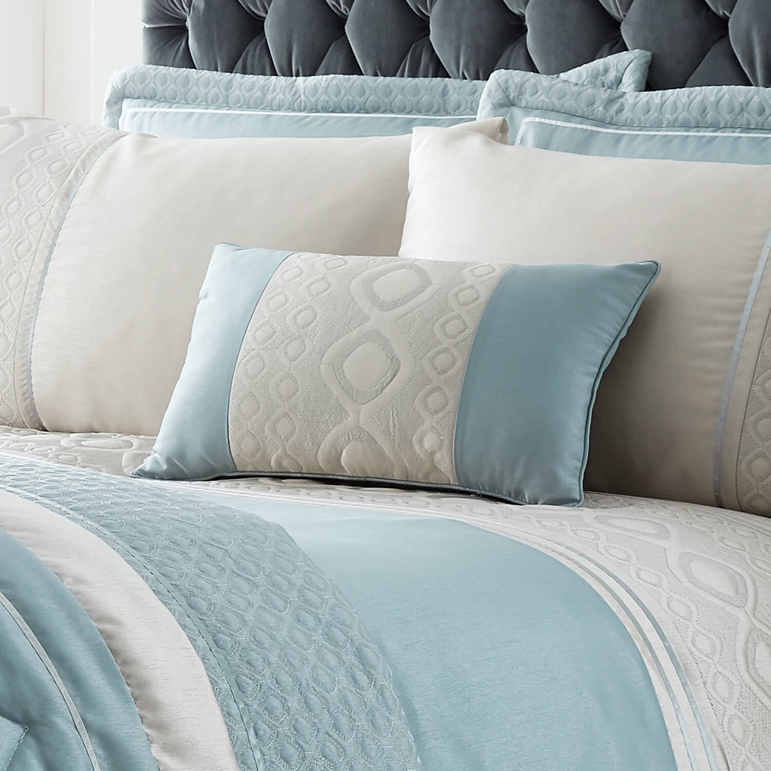 Luxury Geo Pillowshams Duck Egg 50x75cm 066680